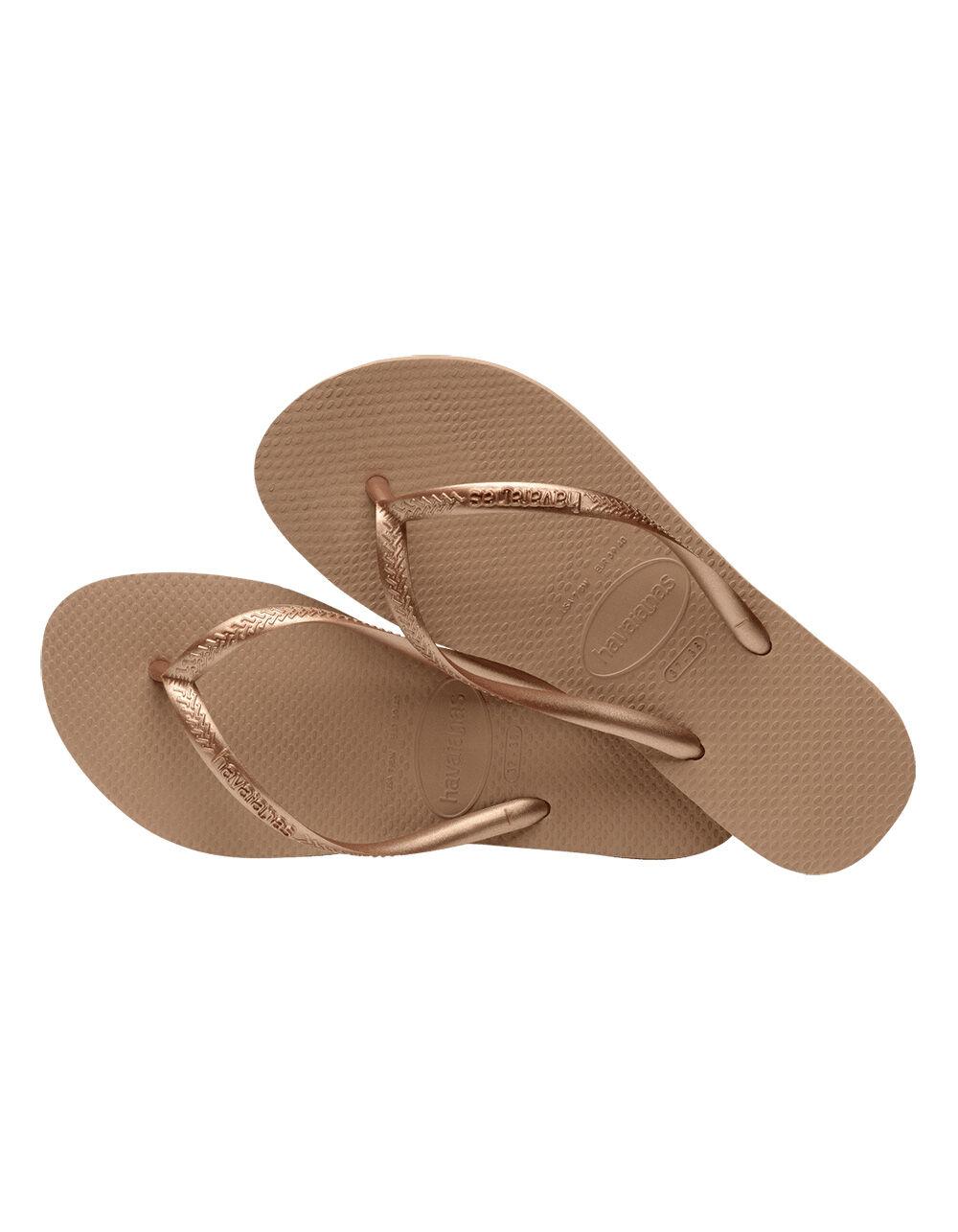 HAVAIANAS Womens Slim Flip Flops - BROWN Product Image