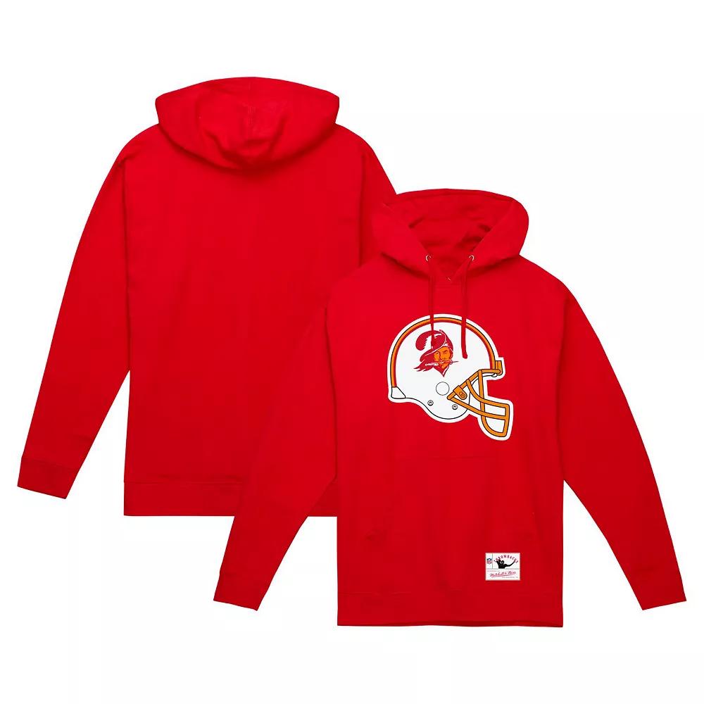 Men's Mitchell & Ness Red Tampa Bay Buccaneers Helmet Logo Vintage Pullover Hoodie,  Product Image