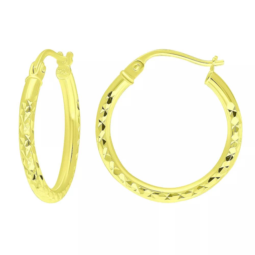 Aleure Precioso Sterling Silver Textured Hoop Earrings, Women's,  Product Image