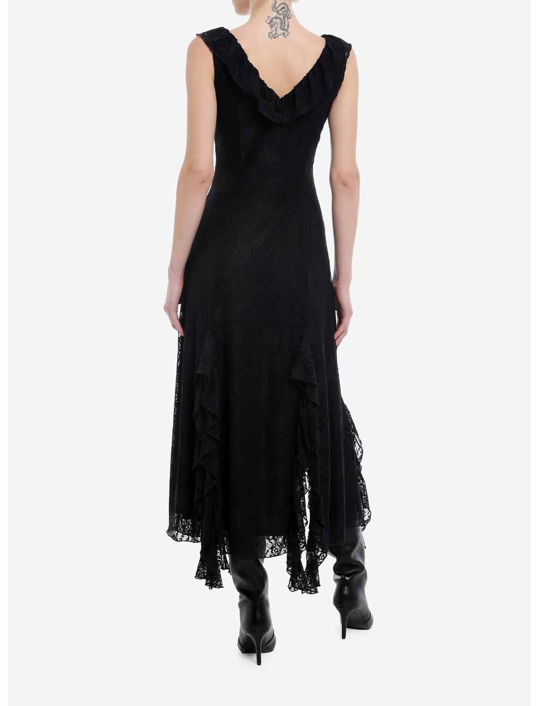 Cosmic Aura Black Lace Slit Maxi Dress Product Image