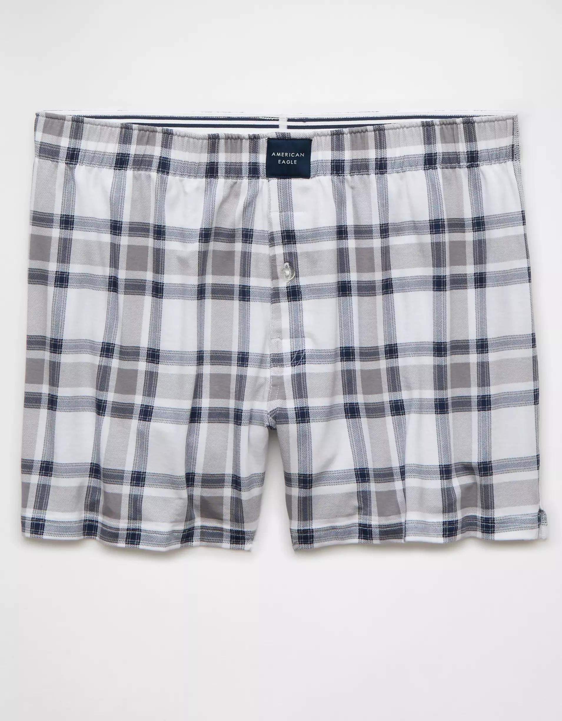 AEO Men's Plaid Slim Knit Ultra Soft Boxer Short Product Image