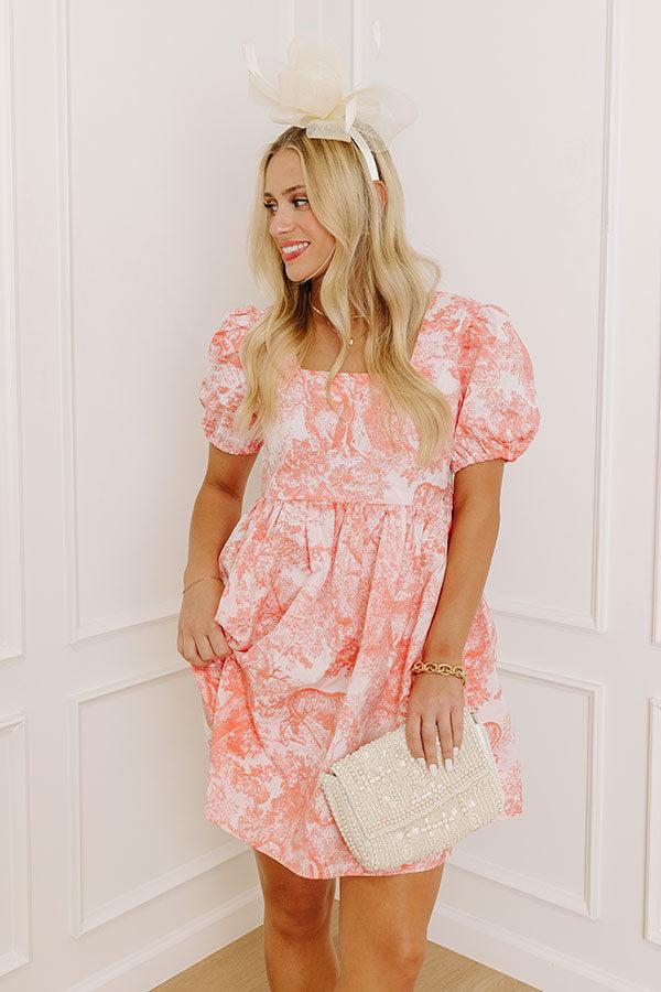 Cheerful Charm Jacquard Mini Dress in Coral Product Image