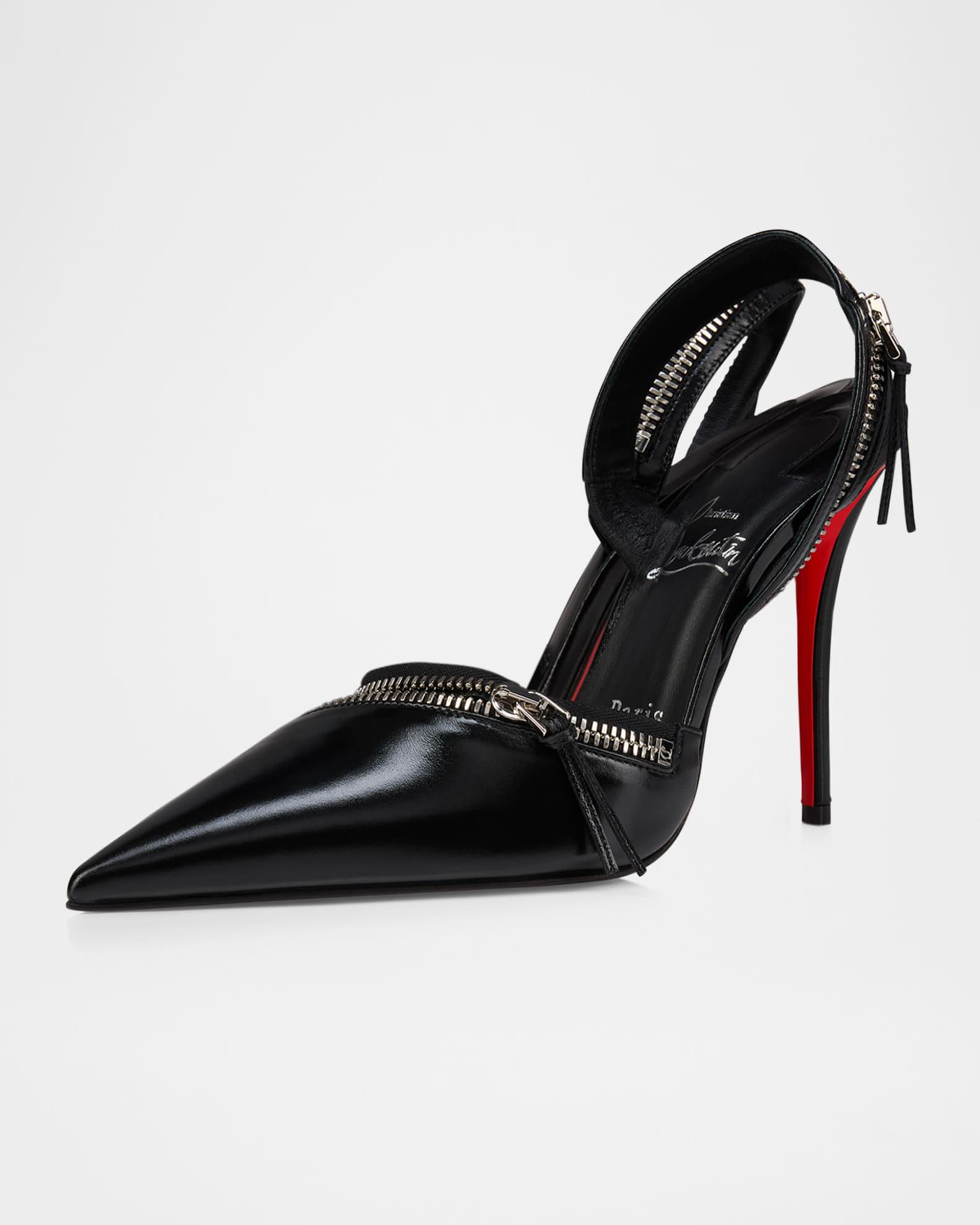 Slingy Zip Leather Red Sole Pumps  Product Image