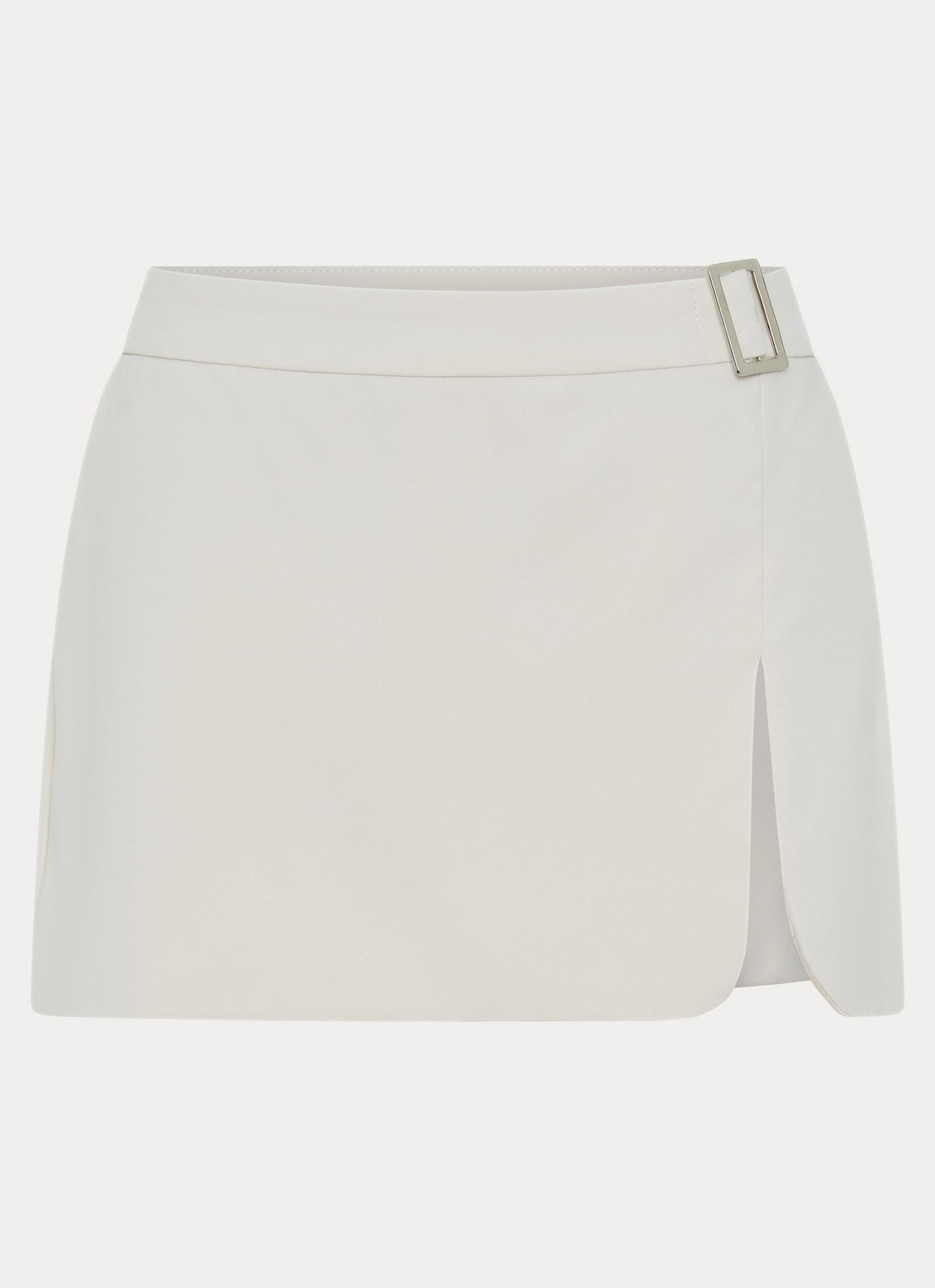 Adley Buckle Mini Skirt - Ivory Product Image