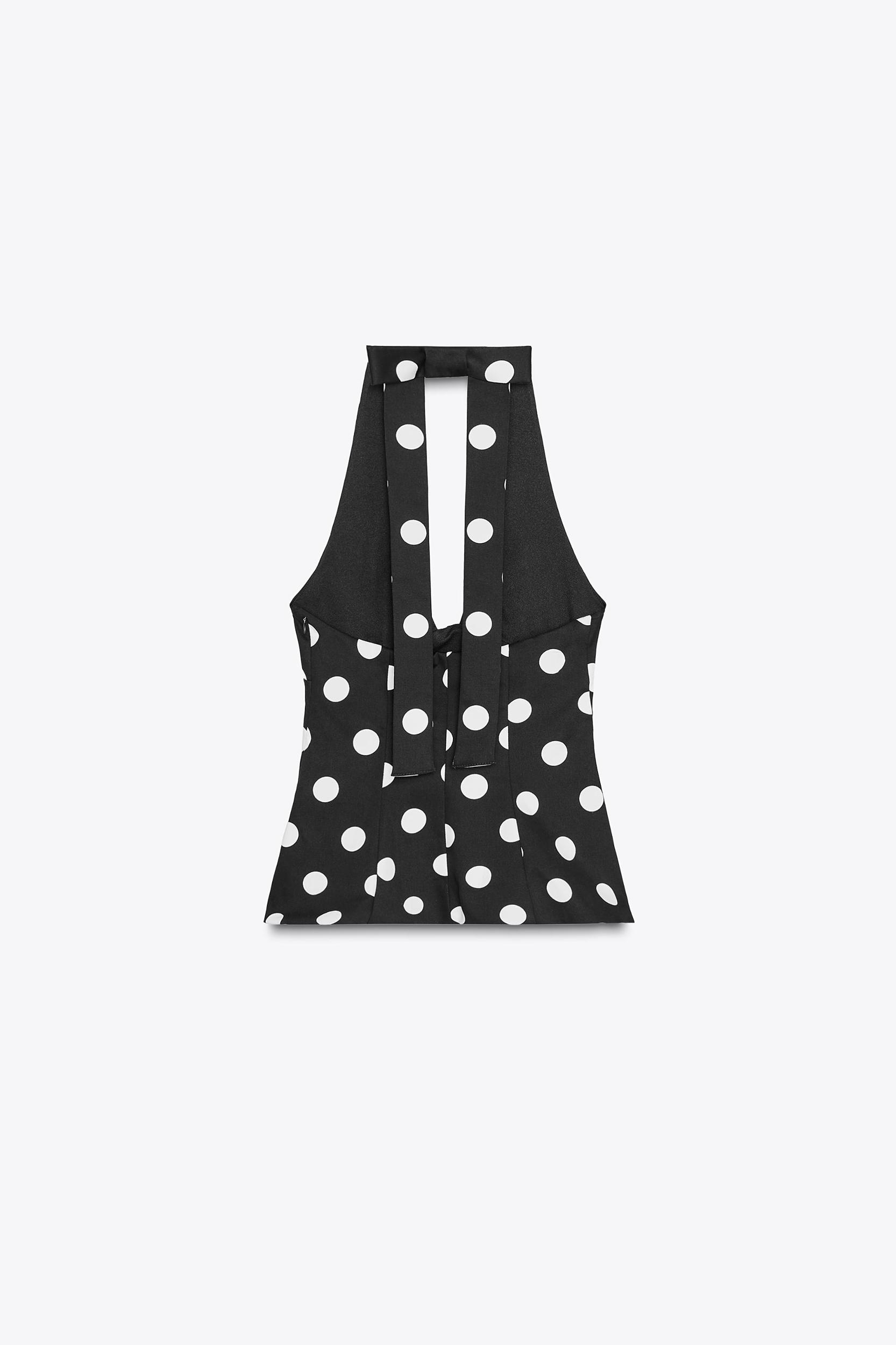 POLKA DOT HALTER BACK BOW TOP Product Image