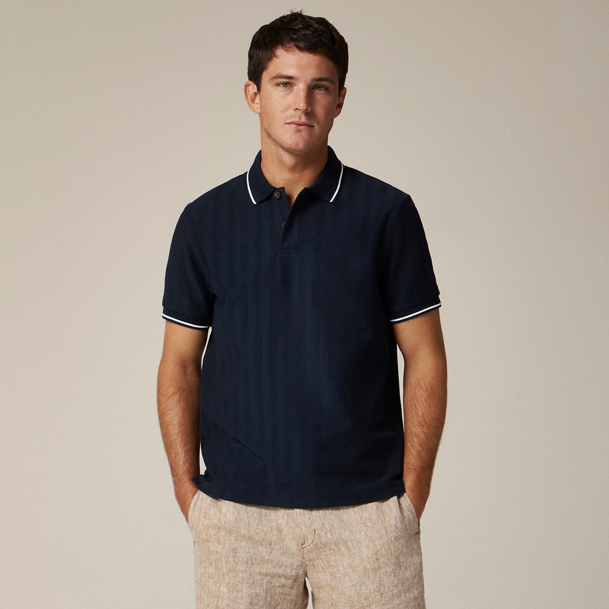 Cotton herringbone tipped polo shirt Product Image
