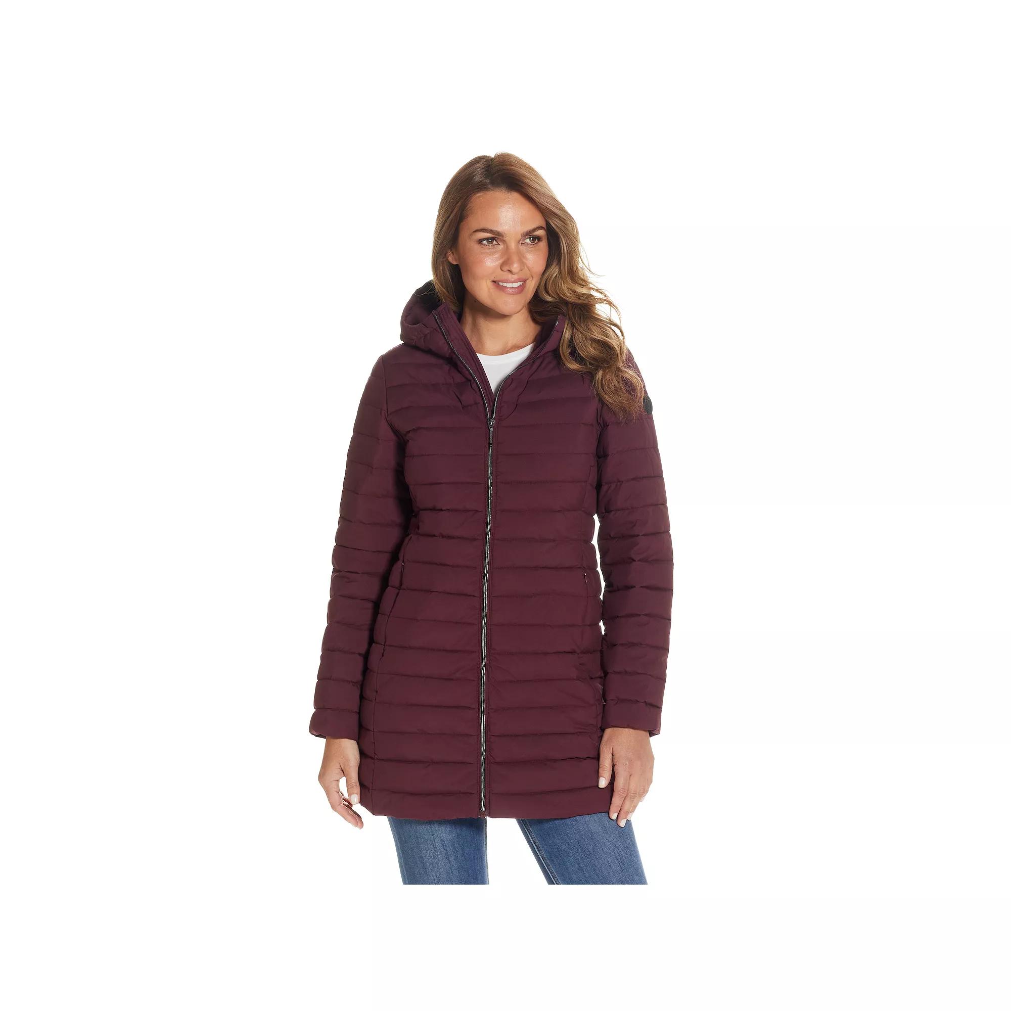 Women's Weathercast Hooded Channel Quilted Puffer Jacket, Size: Small, Merlot Product Image