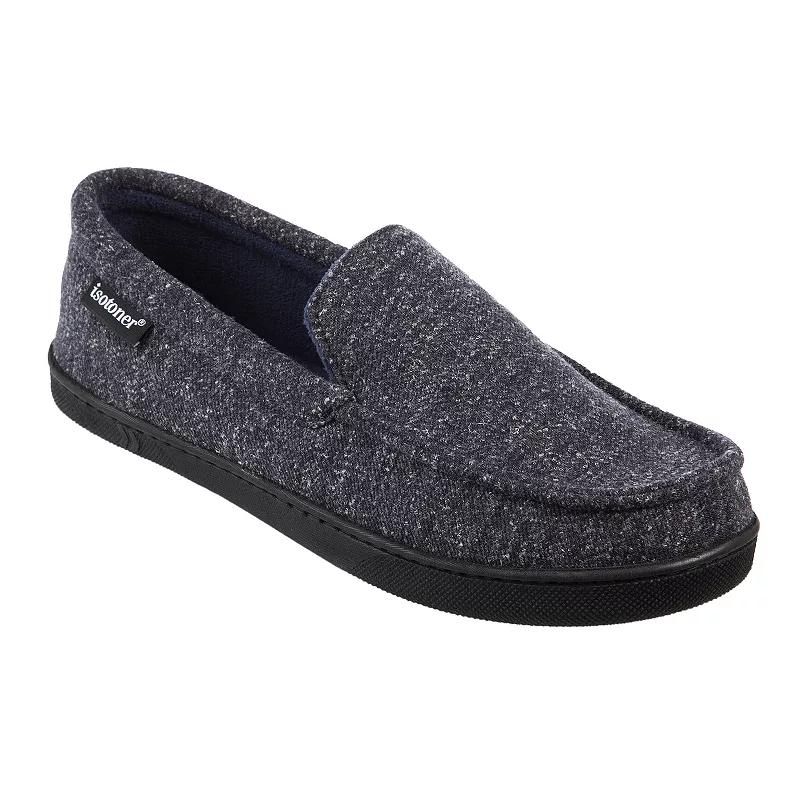 isotoner Preston Heather Knit Men's Moccasin Slippers, Size: XL, Blue Product Image