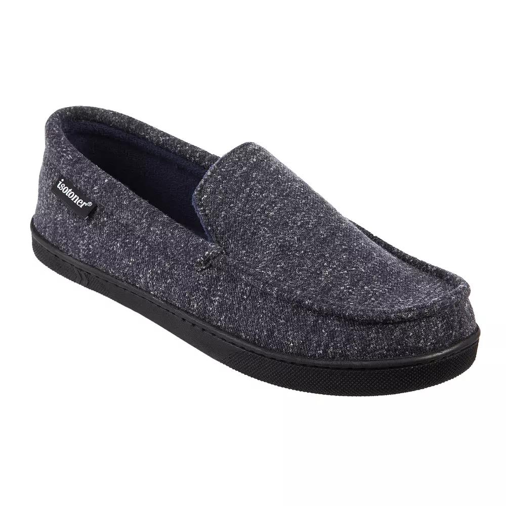 isotoner Preston Heather Knit Men's Moccasin Slippers, Size: XL, Blue Product Image
