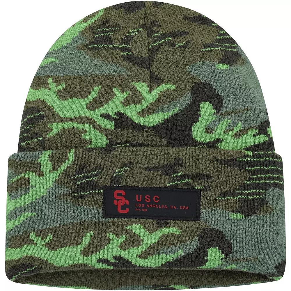 Men's Nike Camo USC Trojans Veterans Day Cuffed Knit Hat, Green Product Image
