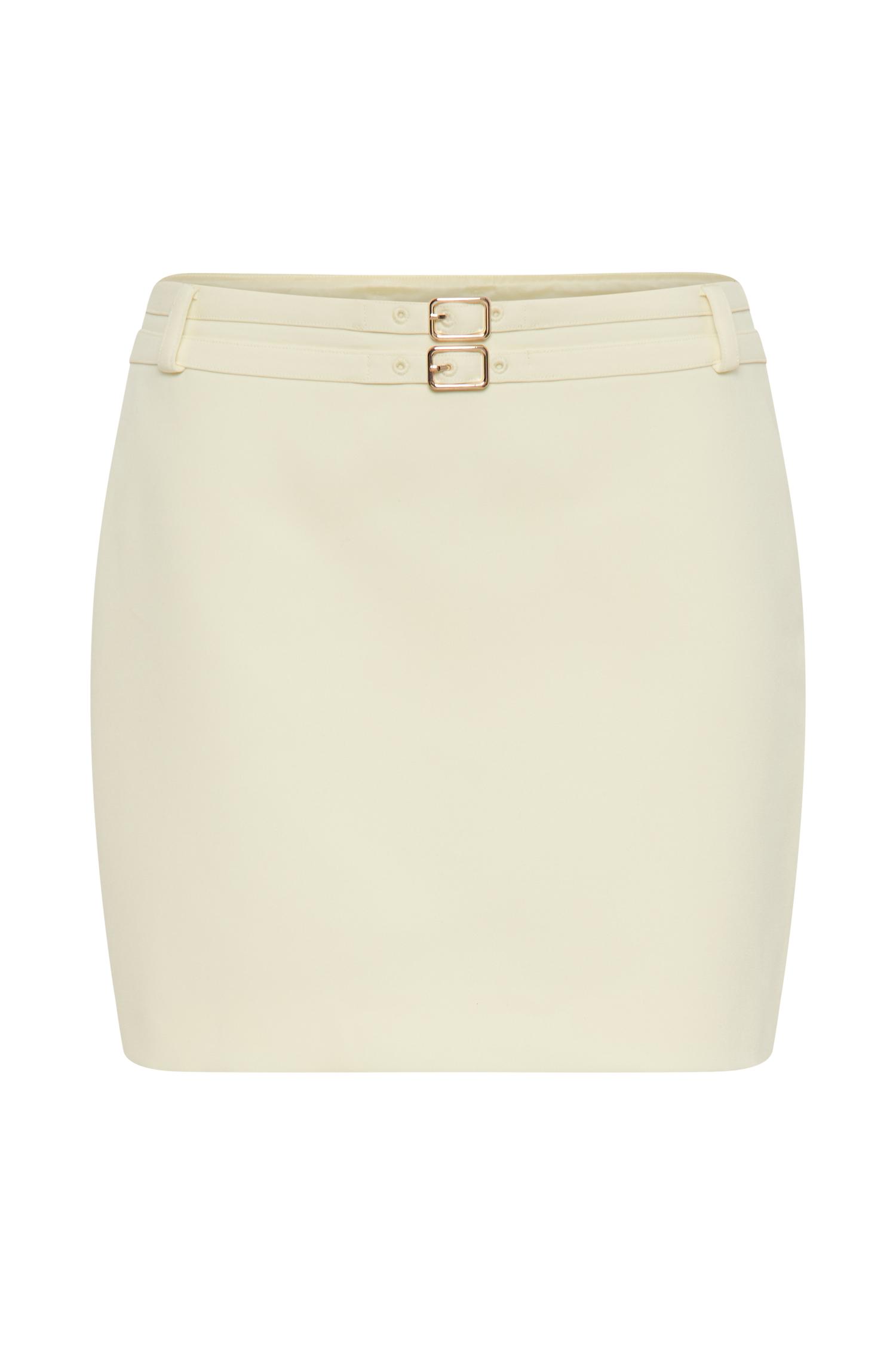 Letitia Suiting Mini Skirt With Buckle - Pastel Lemon Product Image