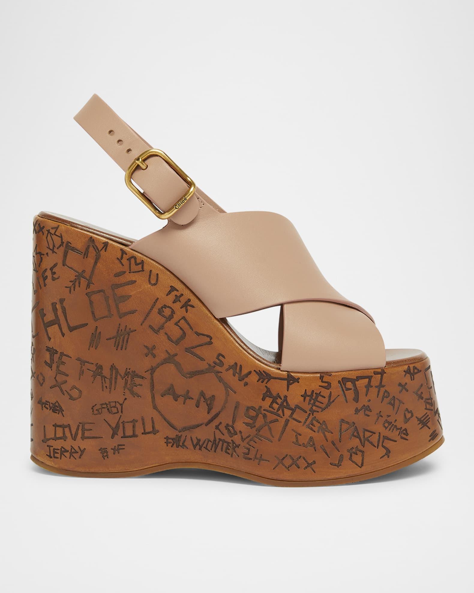 Maxime Leather Crisscross Platform Wedges Product Image
