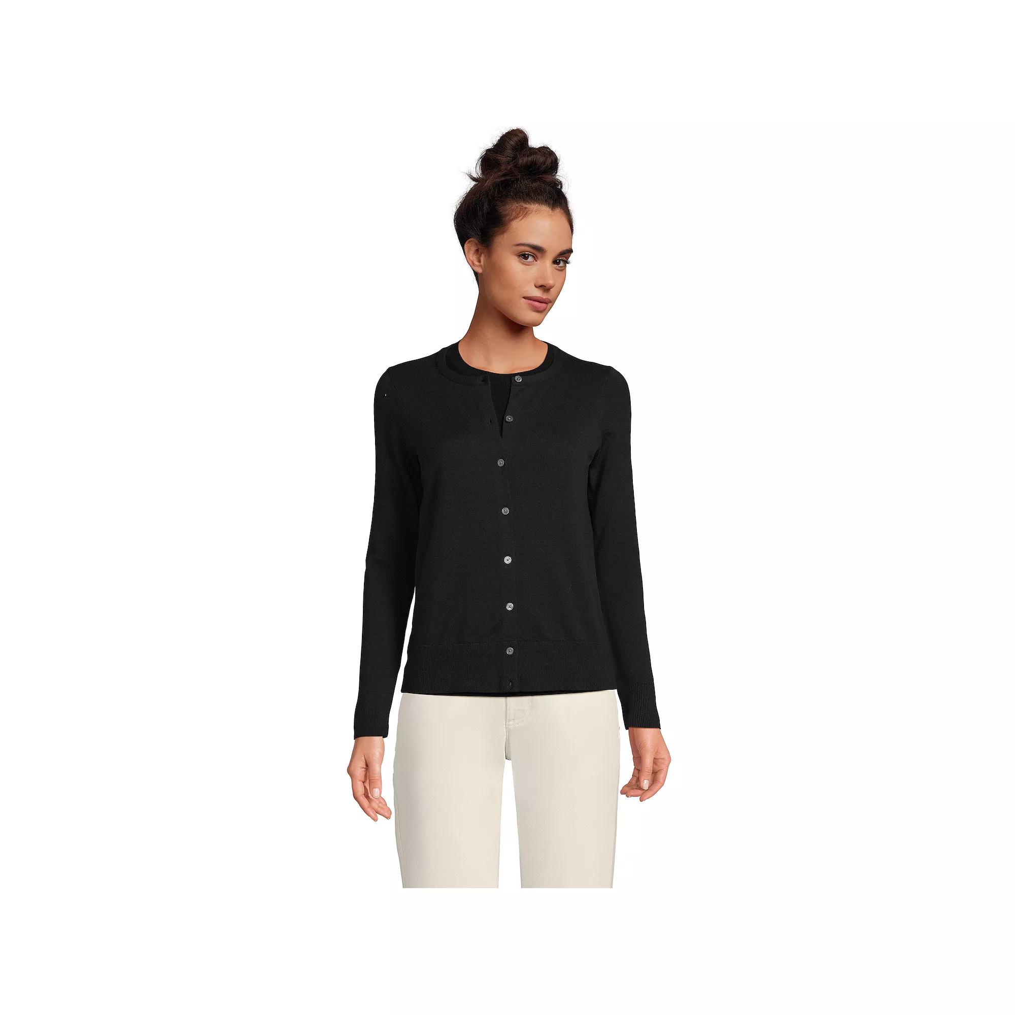 Women's Lands' End Tall Fine Gauge Cotton Cardigan Sweater,  Product Image