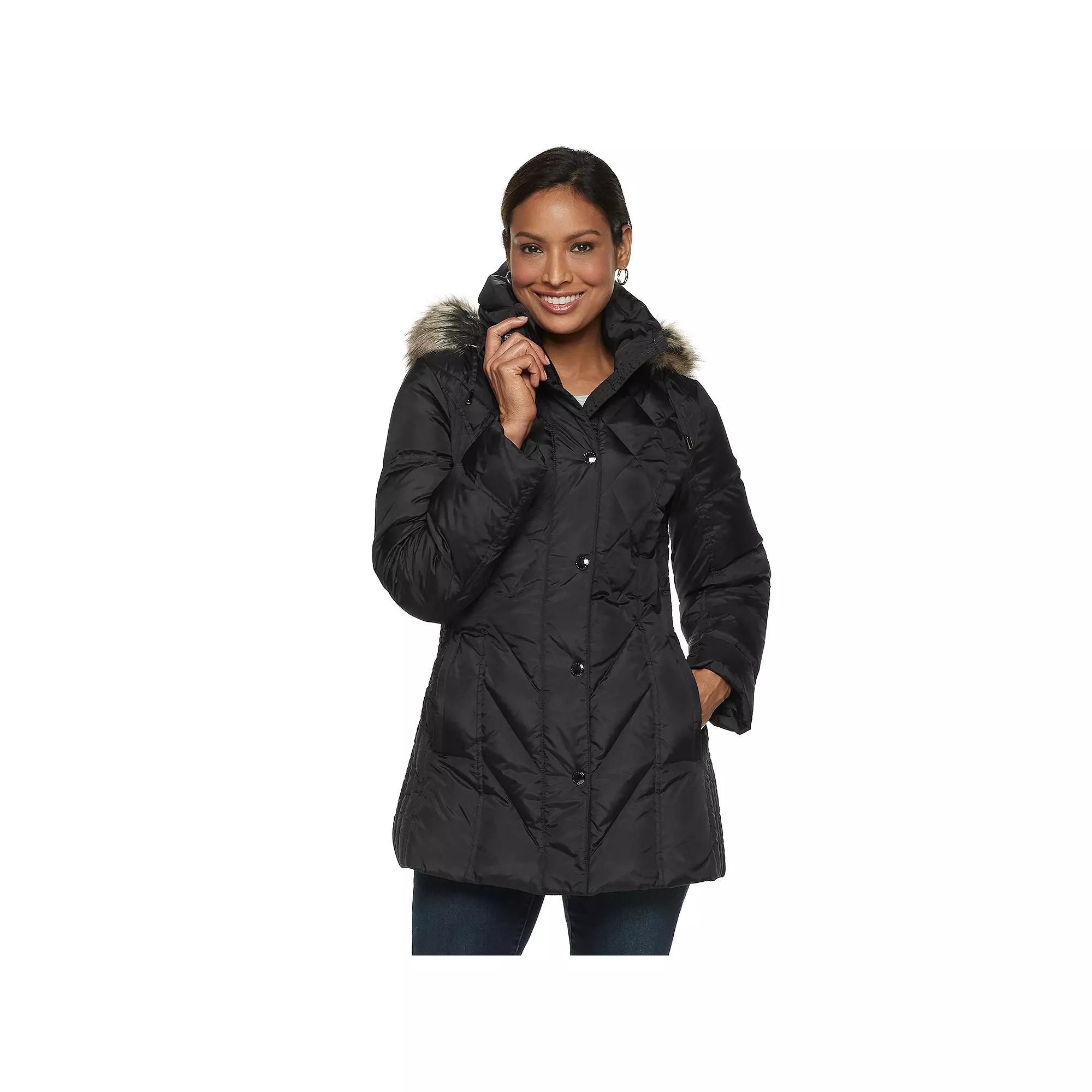 Women's TOWER by London Fog Hooded Faux-Fur Down Puffer Coat,  Product Image