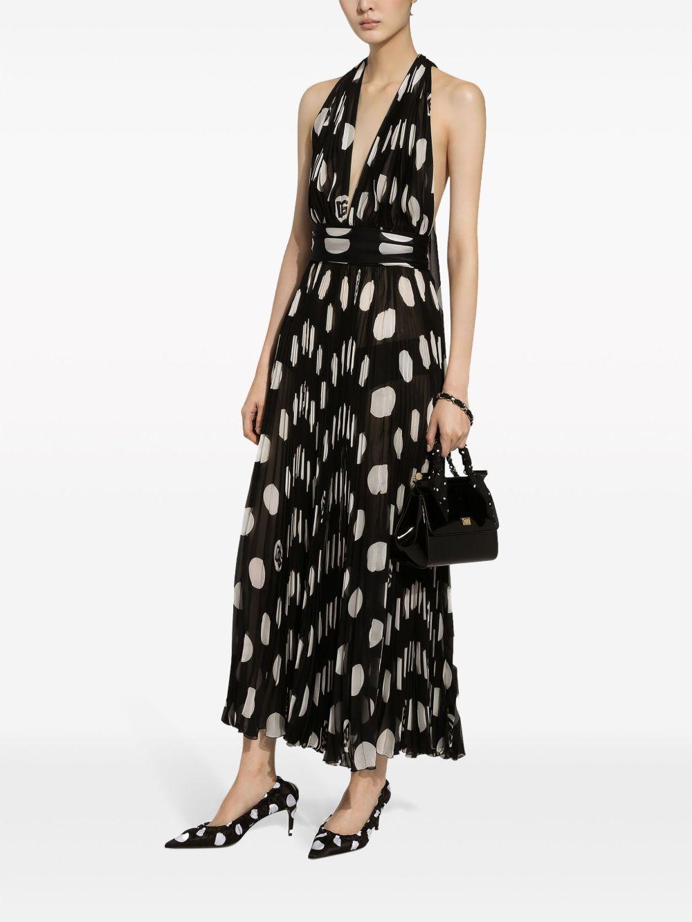 polka-dot pleated midi dress Product Image
