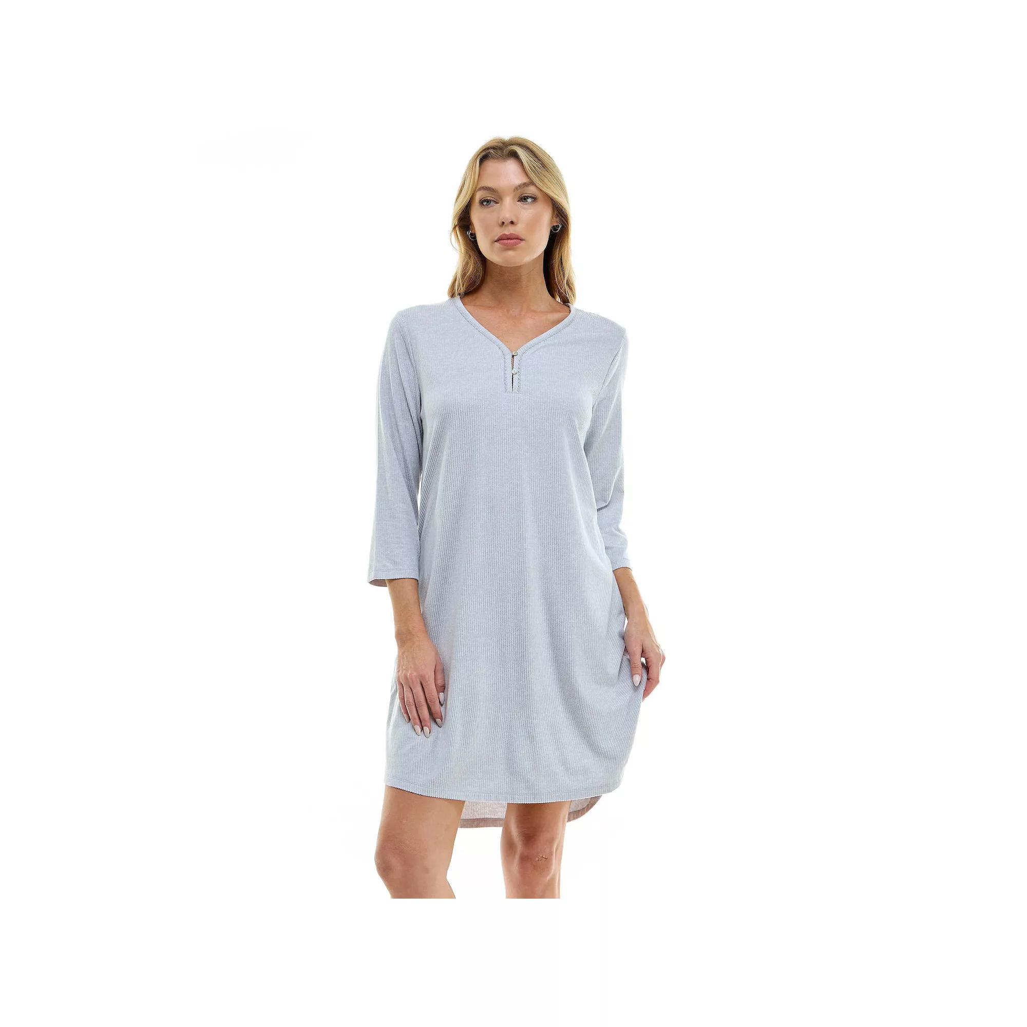 Petite Croft & Barrow® Cozy Luxe Sleepshirt, Women's, Size: Large Petite, White Gray Product Image