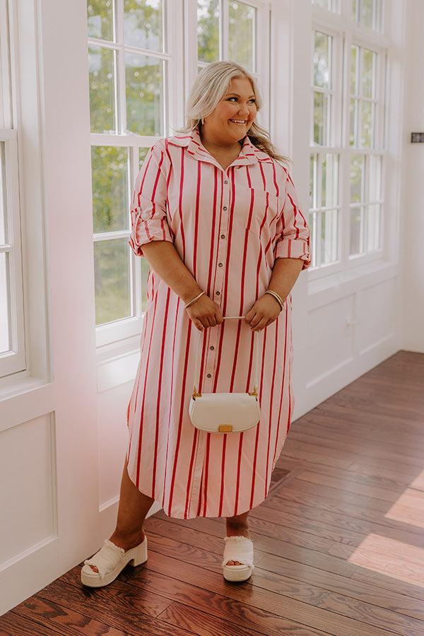 Coastline Chic Stripe Midi Dress Curves Product Image