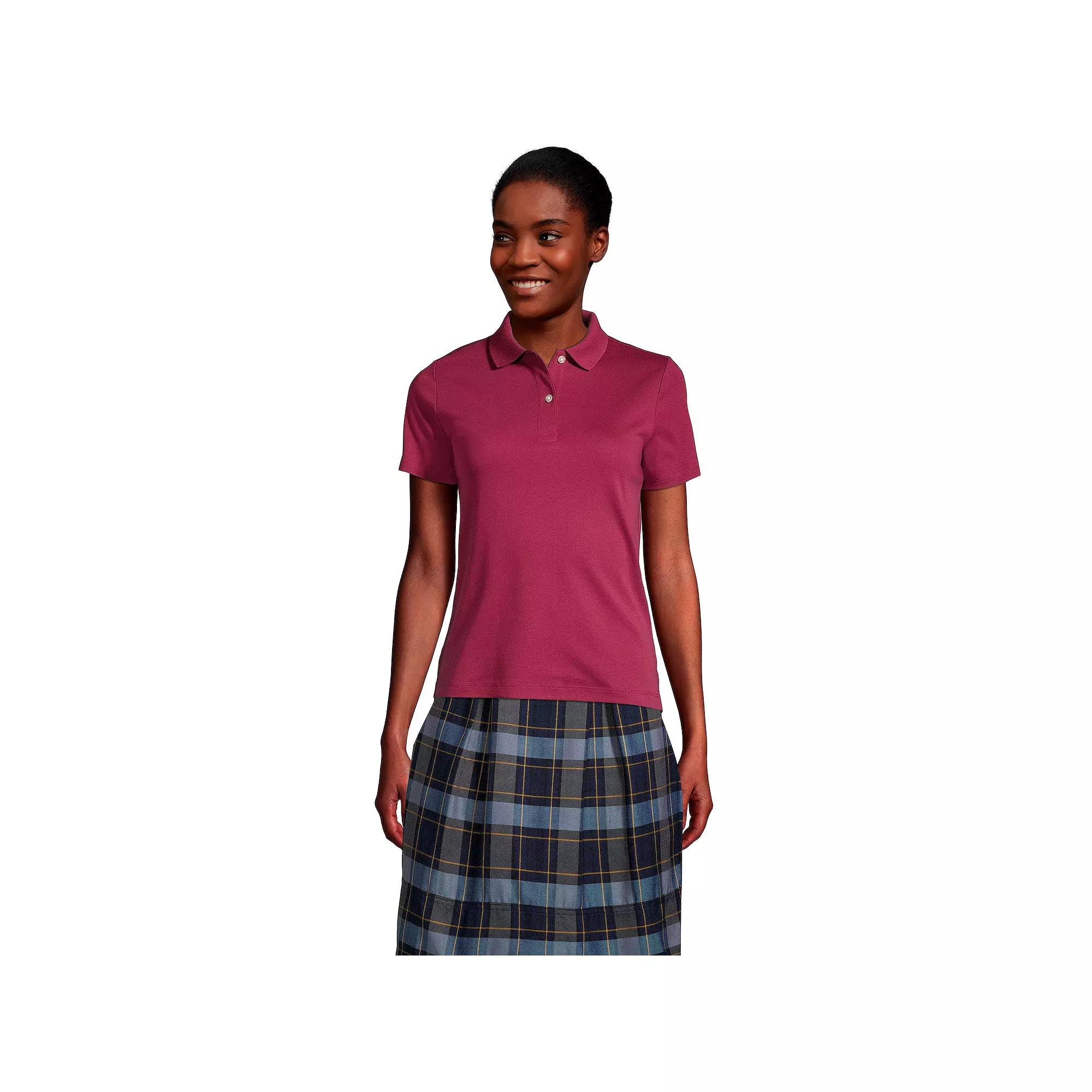 Women's Lands' End School Uniform Short Sleeve Interlock Polo Shirt,  Product Image
