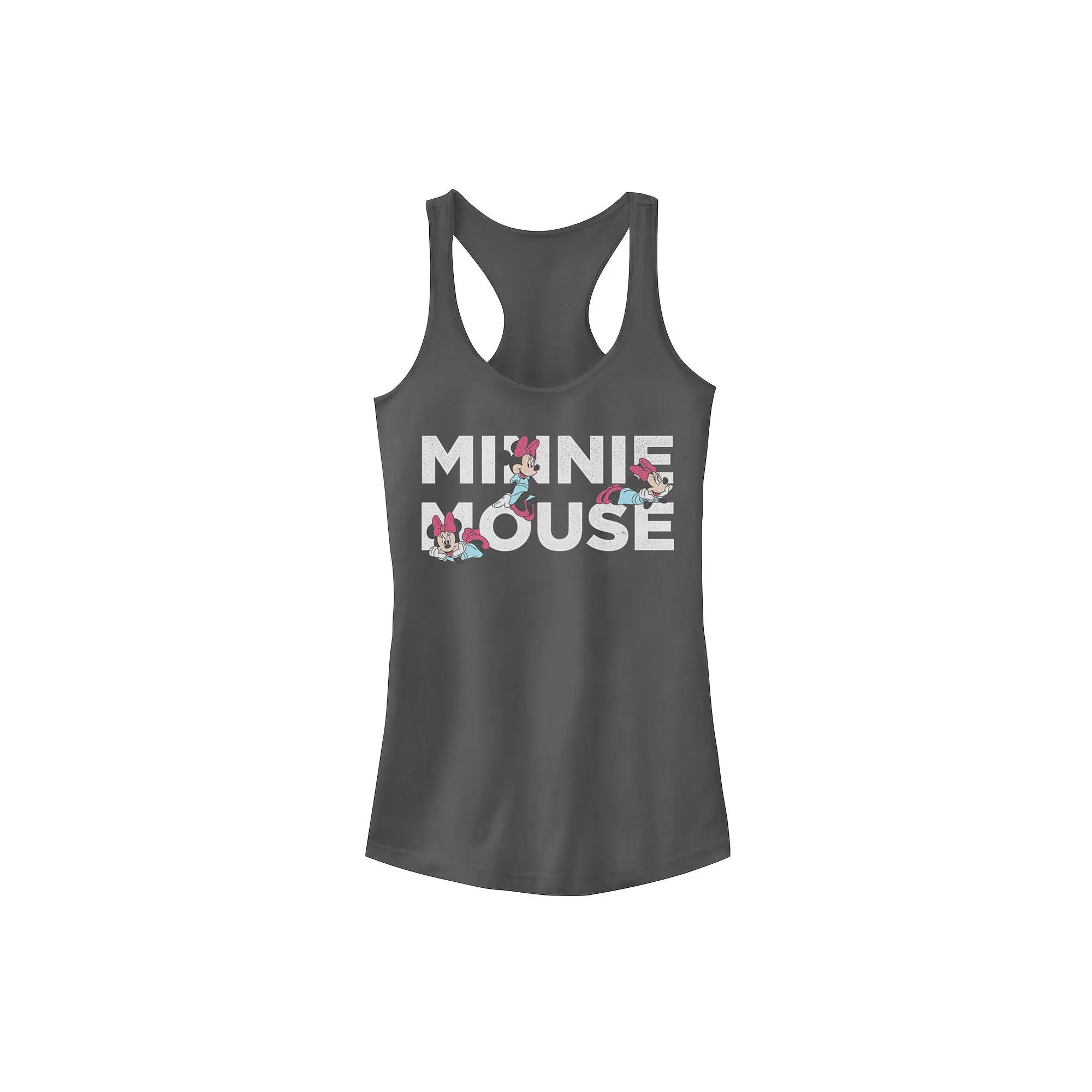 Disney's Mickey & Friends Minnie Mouse Text Portraits Juniors' Racerback Graphic Tank Top, Girl's,  Product Image