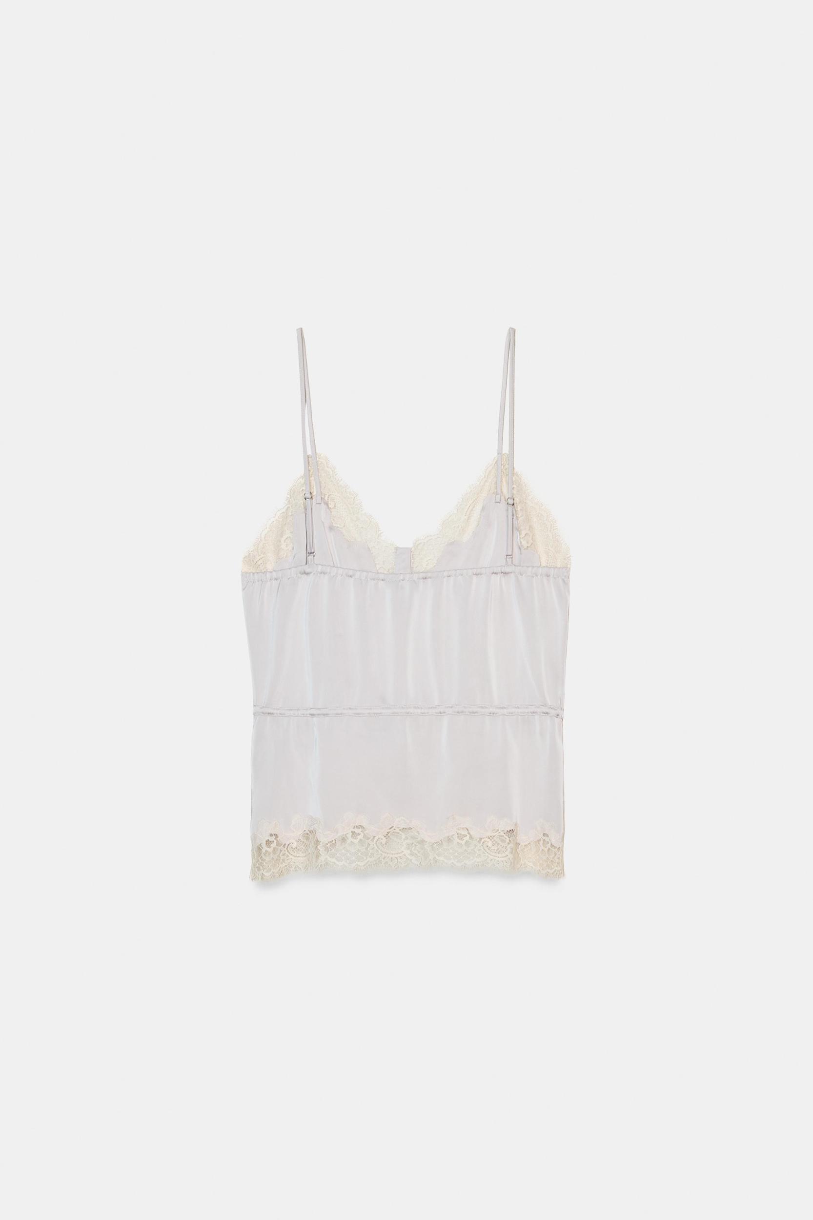 SATIN EFFECT LACE TOP Product Image