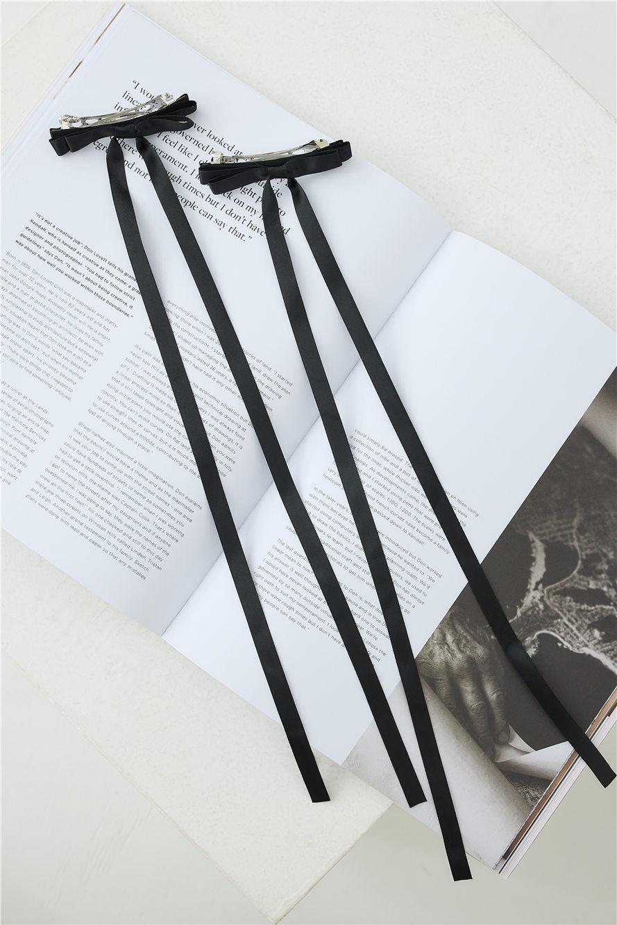 Long Bow Hair Clips Black Product Image