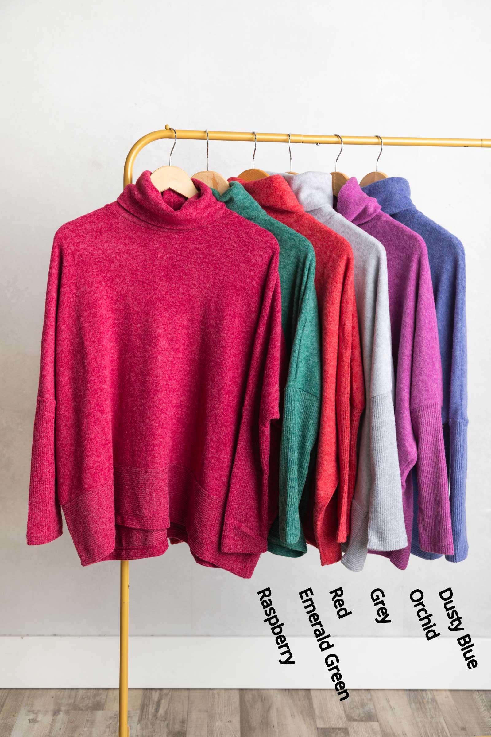 Brushed Melange Hacci Turtleneck Knit Top Product Image