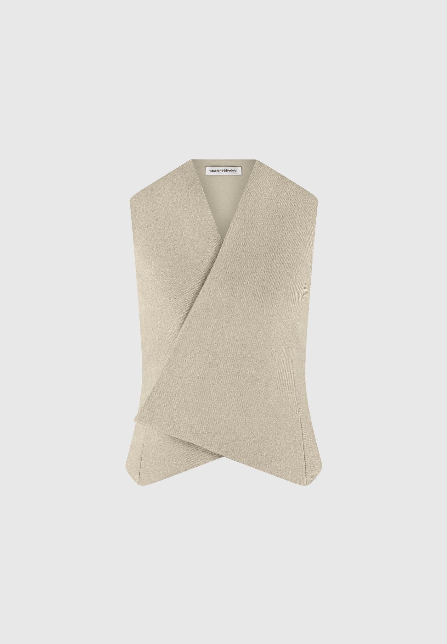 Laurence - Tailored Wrap Waistcoat - Beige Female Product Image