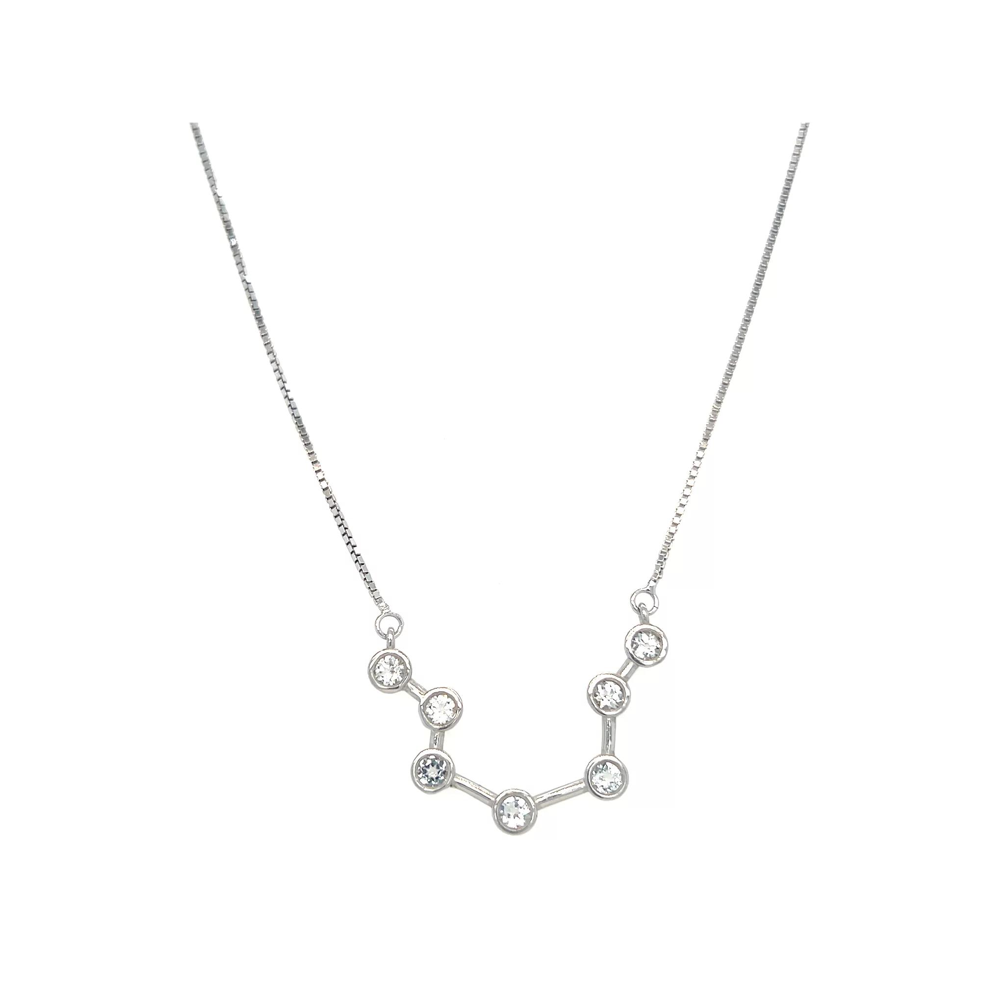 Meshmerise Sterling Silver White Topaz Zodiac Constellation Necklace, Women's, Size: 16-18" ADJ, Silver Tone Aquarius Product Image