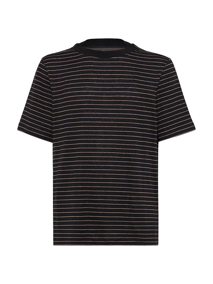 Mens Striped Linen Stretch Jersey Boat-Neck T-Shirt Product Image