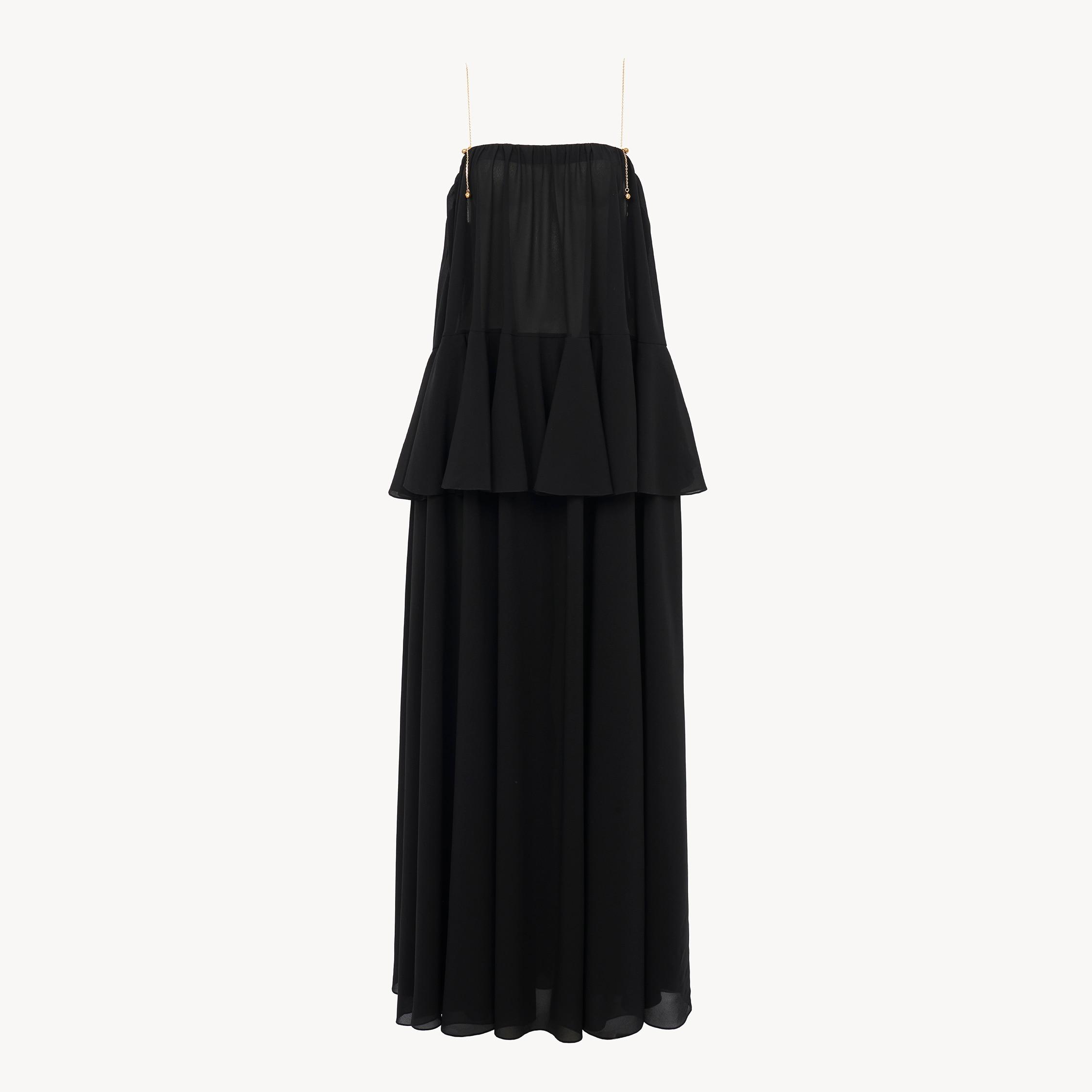 CHLOÉ Open-back Embellished Tiered Silk-georgette Maxi Dress In Black Product Image