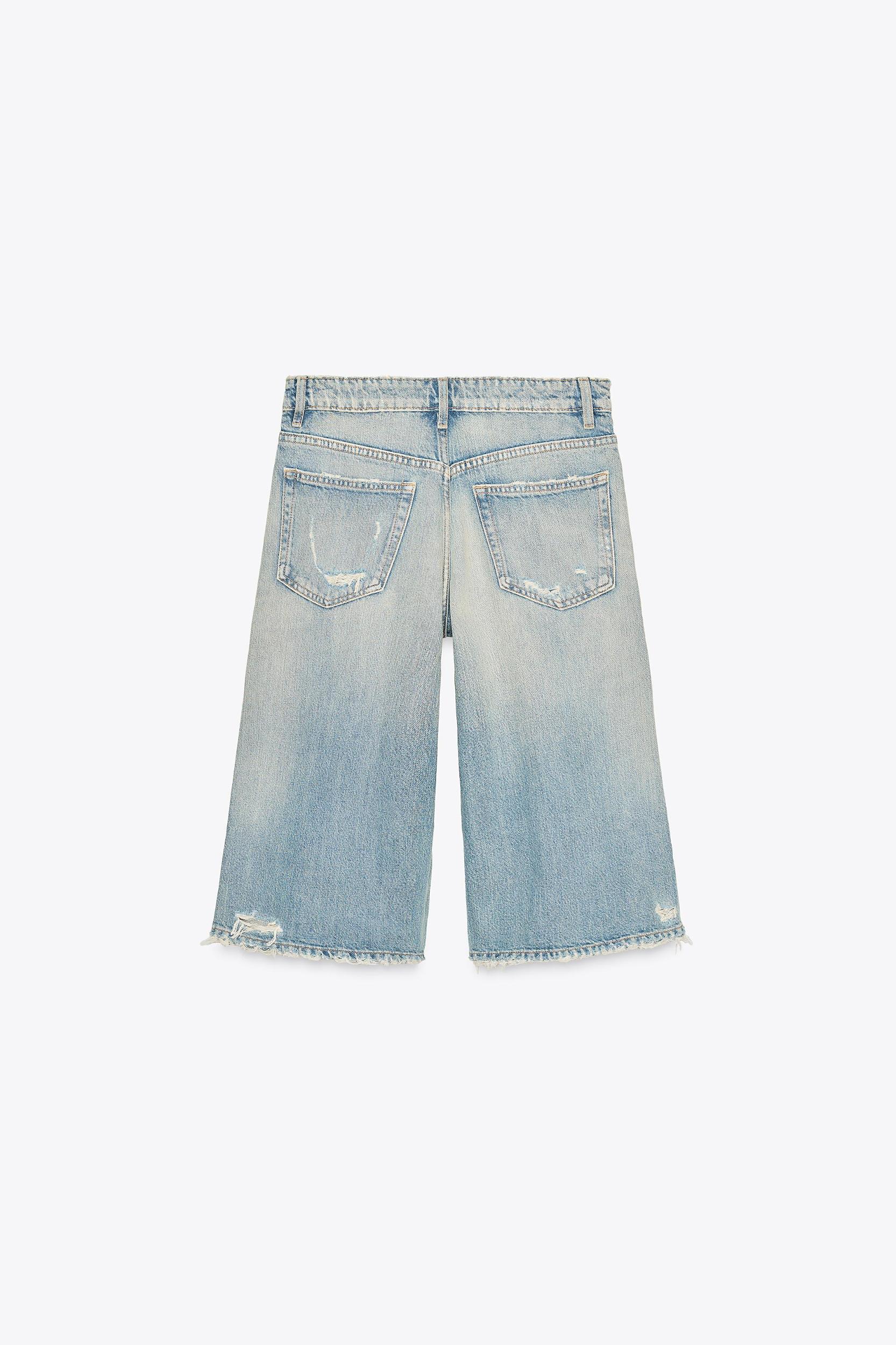 RIPPED TRF BAGGY DENIM JORTS Product Image
