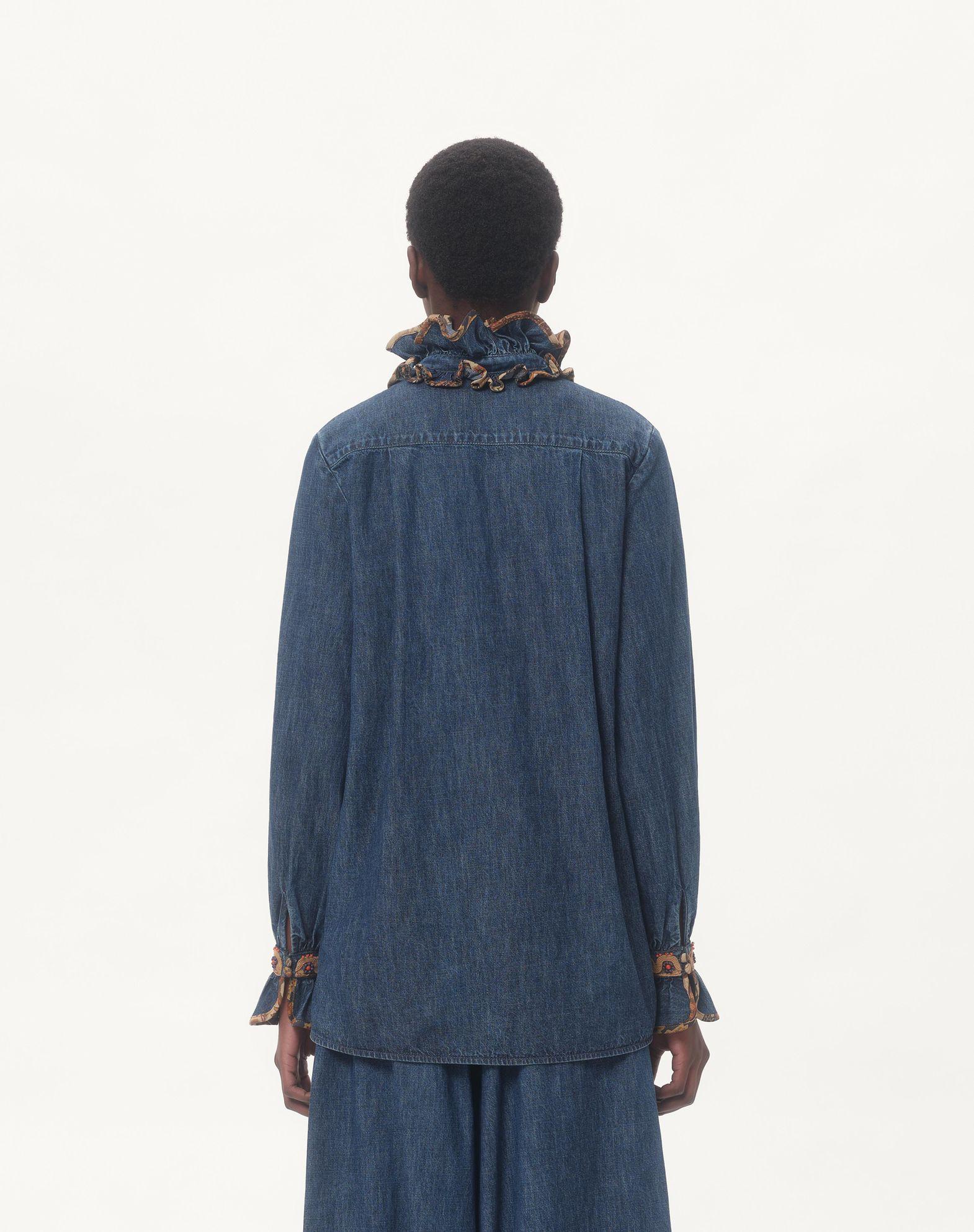 Embroidered Chambray Denim Top  Product Image