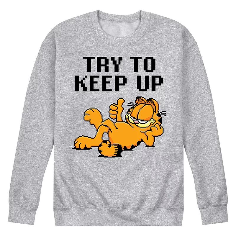 Mens Garfield Try To Keep Up Fleece Sweatshirt Pink Product Image