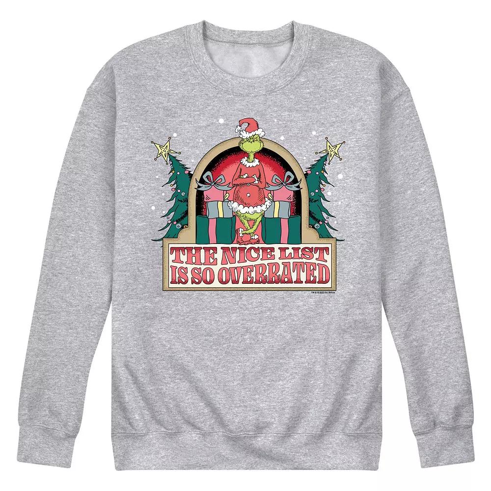 Men's Dr. Seuss The Grinch Nice List Is Overrated Fleece Sweatshirt,  Product Image