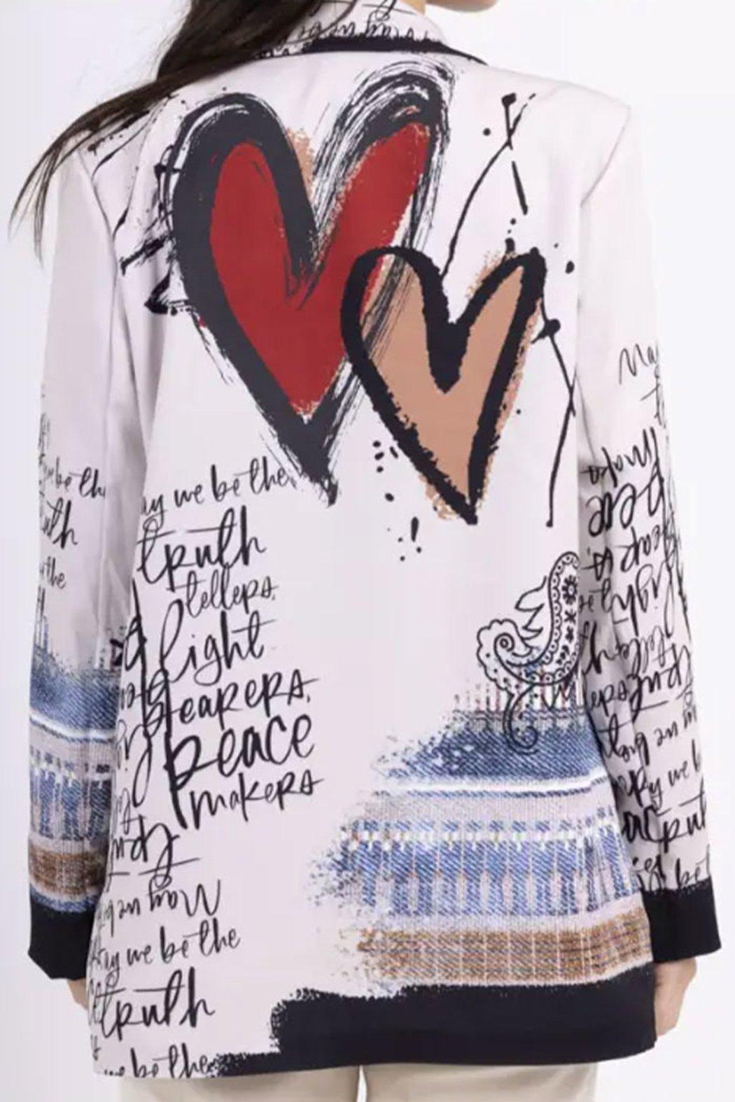 Script‑Print Artistic Blazer Product Image