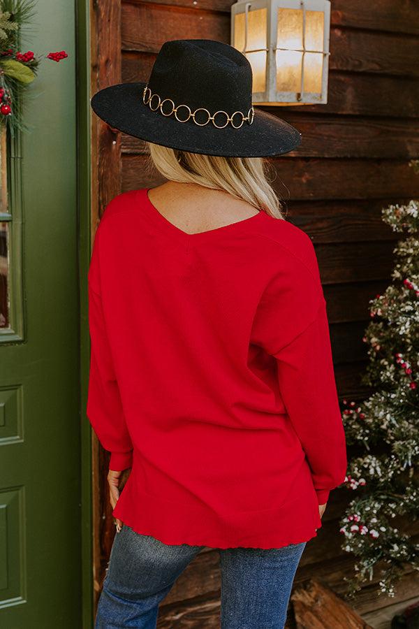Sincerely Snuggly Sweater Top in Red Product Image