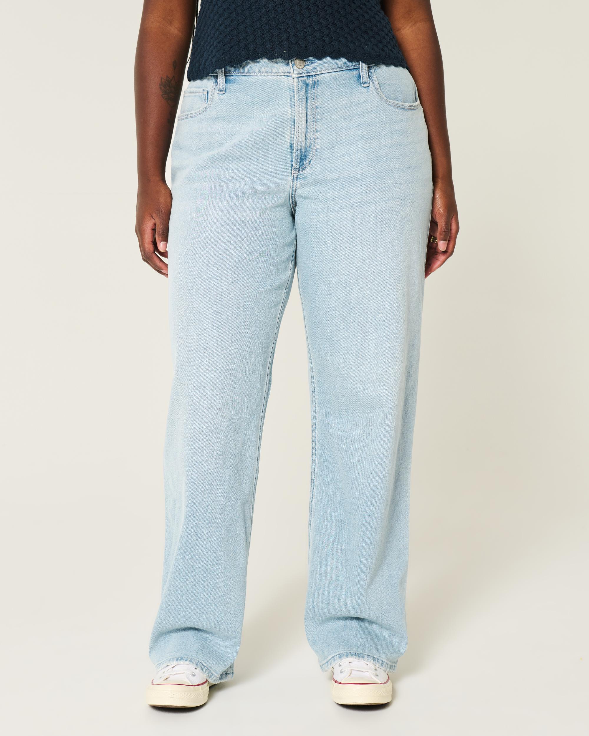 Curvy High-Rise Light Wash Dad Jeans Product Image