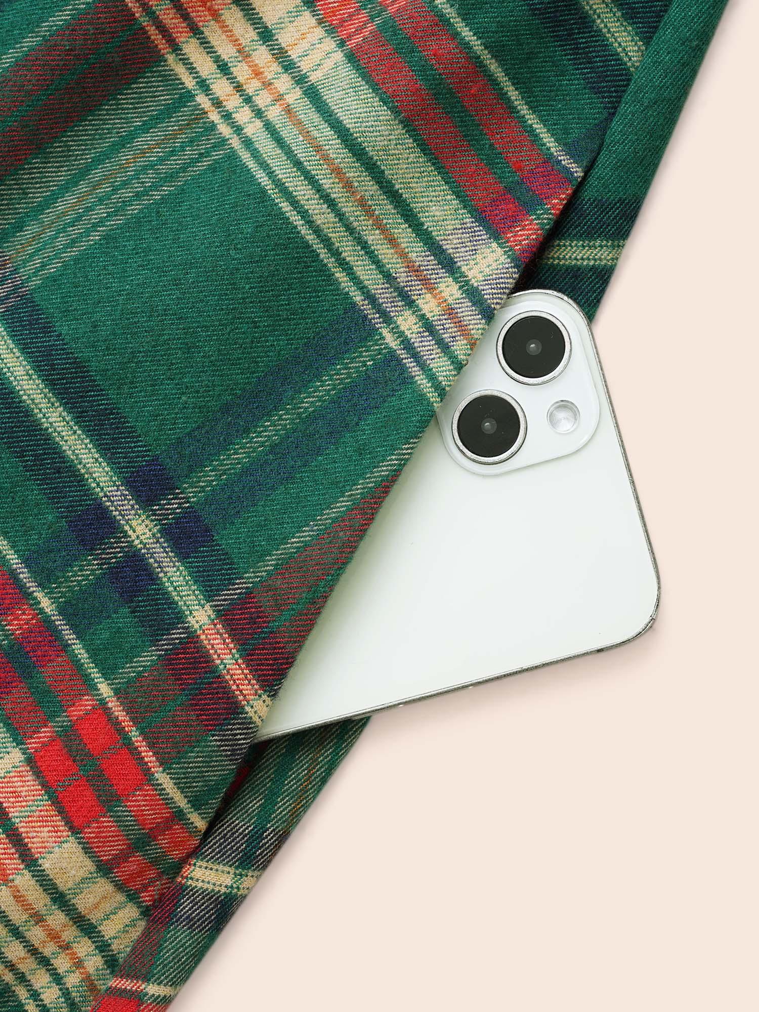 Festive Notched Collar Plaid Dress Female Product Image