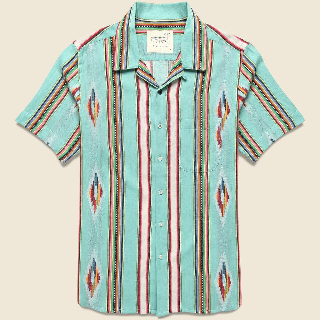 Handwoven Blanket Stripe Shirt - Ice Green Product Image