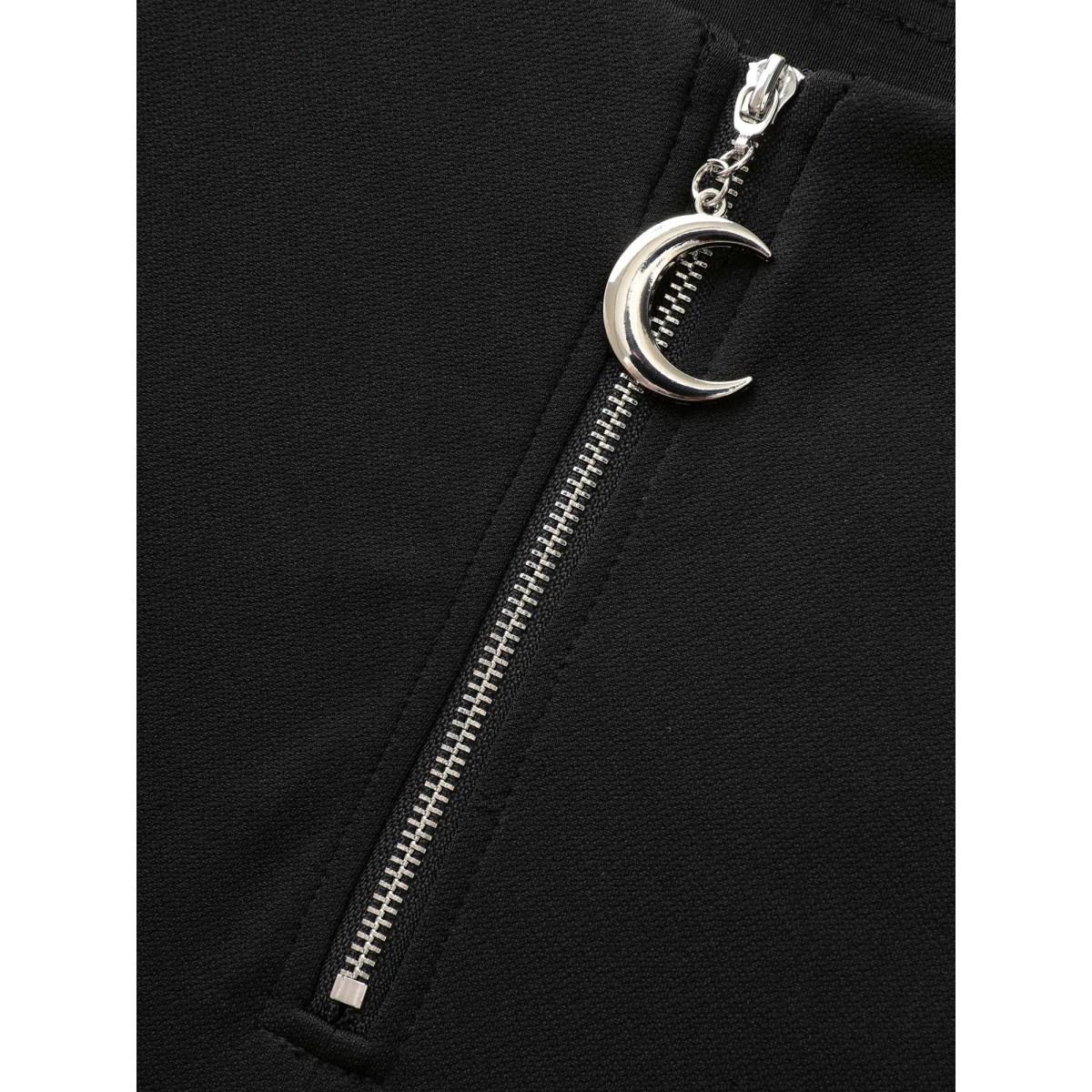 Plus Size Stretchy Moon Shaped Zipper Flare Pants Women Black Elegant Flare Leg Mid Rise Everyday Pants BloomChic 10/M Product Image