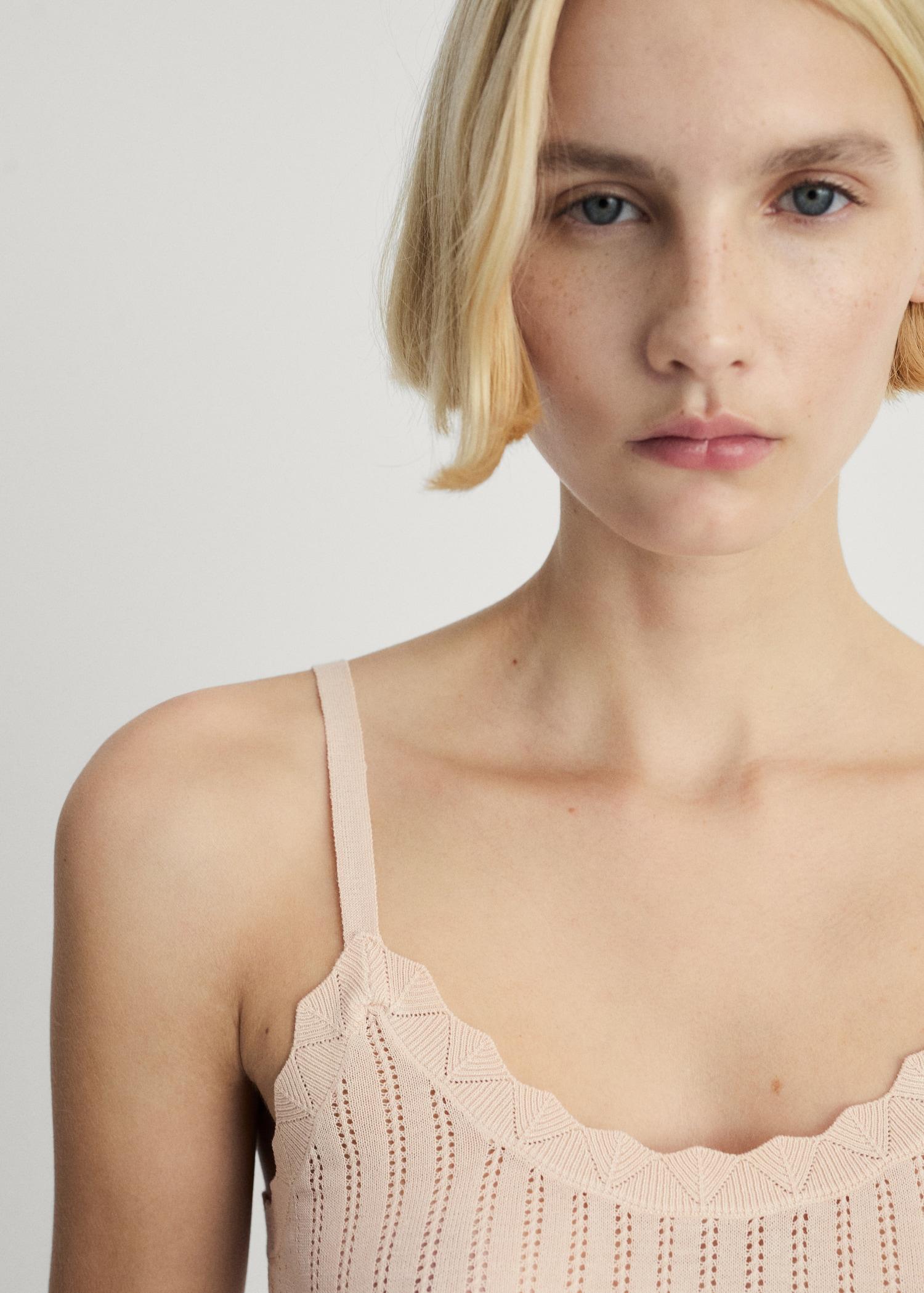 Pajama top with pointelle detail - Women | MANGO USA Product Image