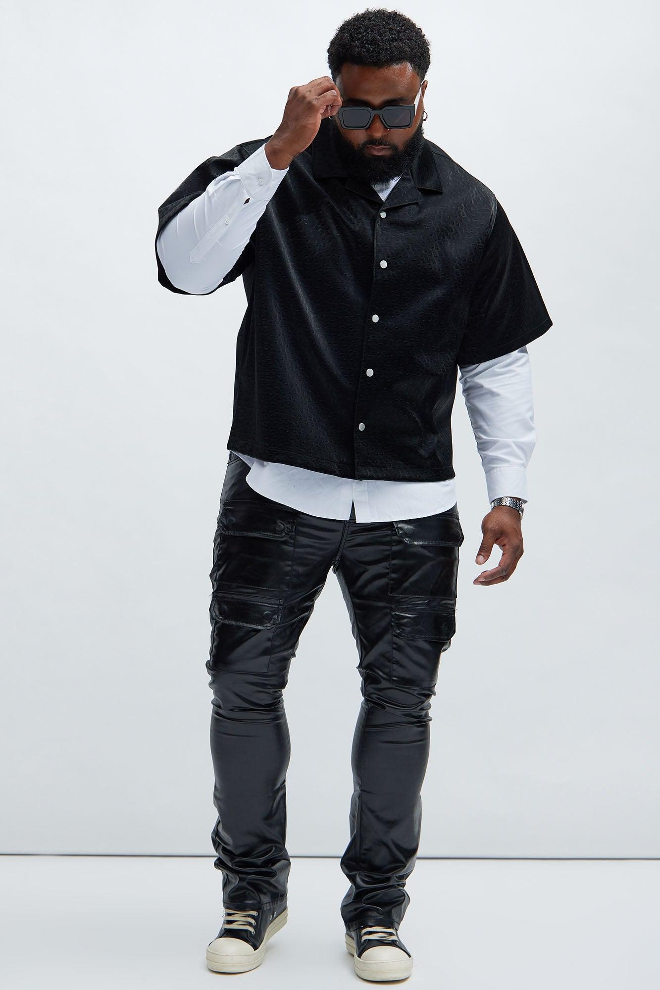 Caicos Faux Leather Shirt - Black Product Image