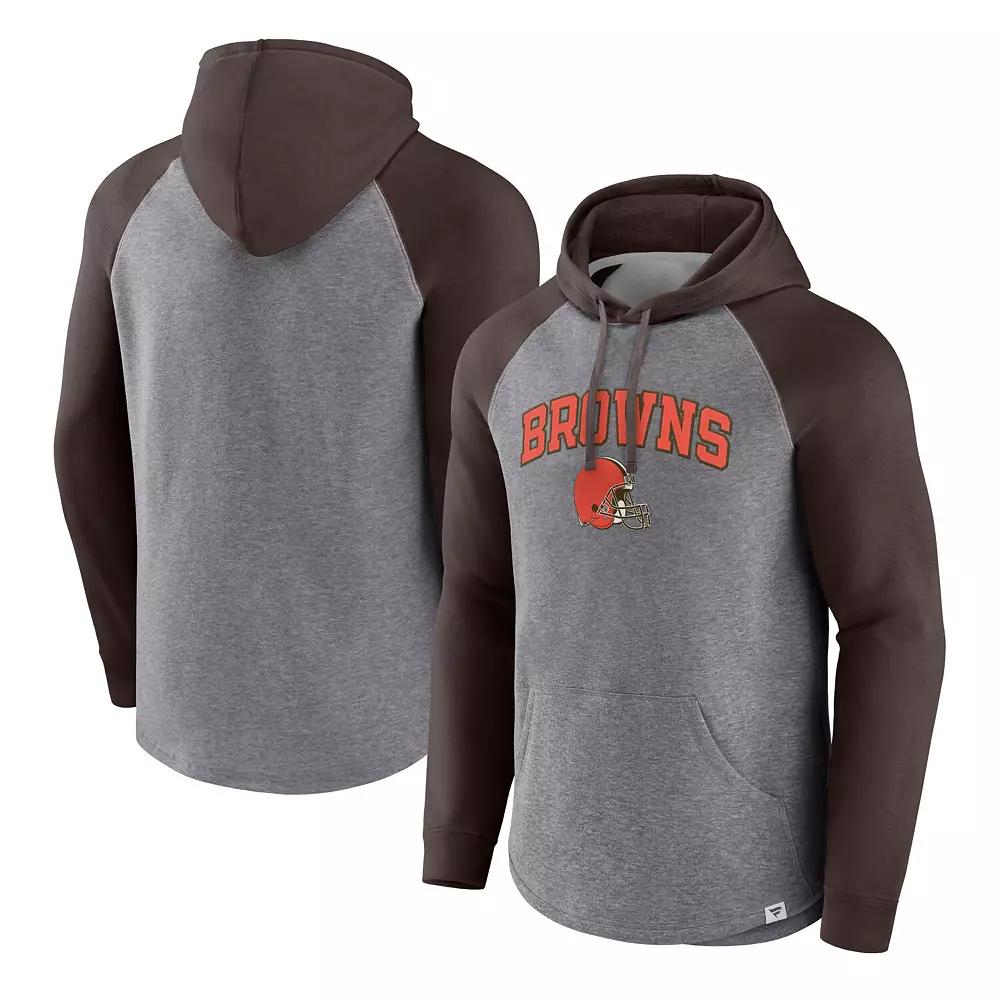 Mens Fanatics Branded Heathered Gray/Navy New England Patriots By Design Raglan Pullover Hoodie Product Image