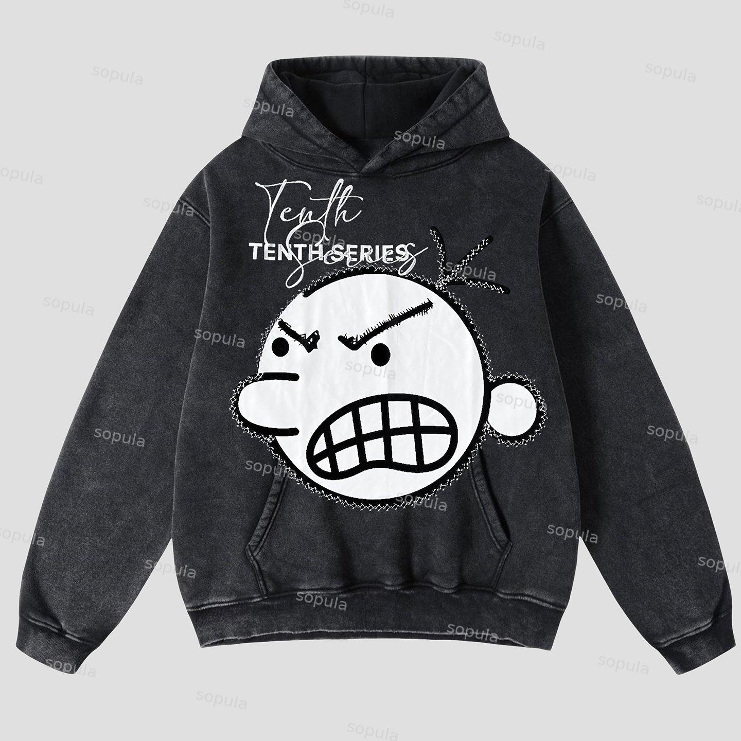 Sopula Vintage Cartoon Print Graphic Acid Washed Oversized Hoodie Product Image