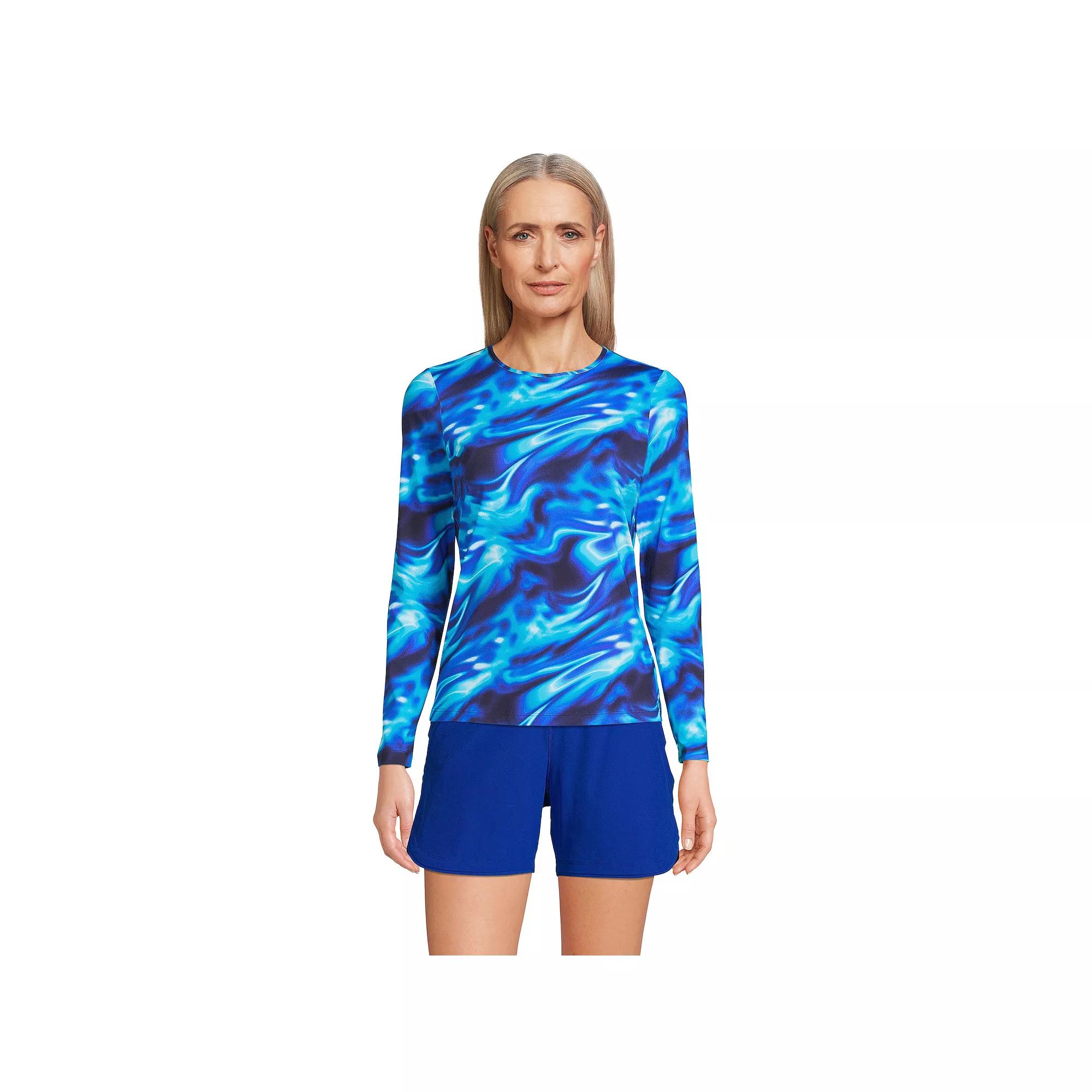 Women's Lands' End UPF 50 Long Sleeve Rash Guard,  Product Image