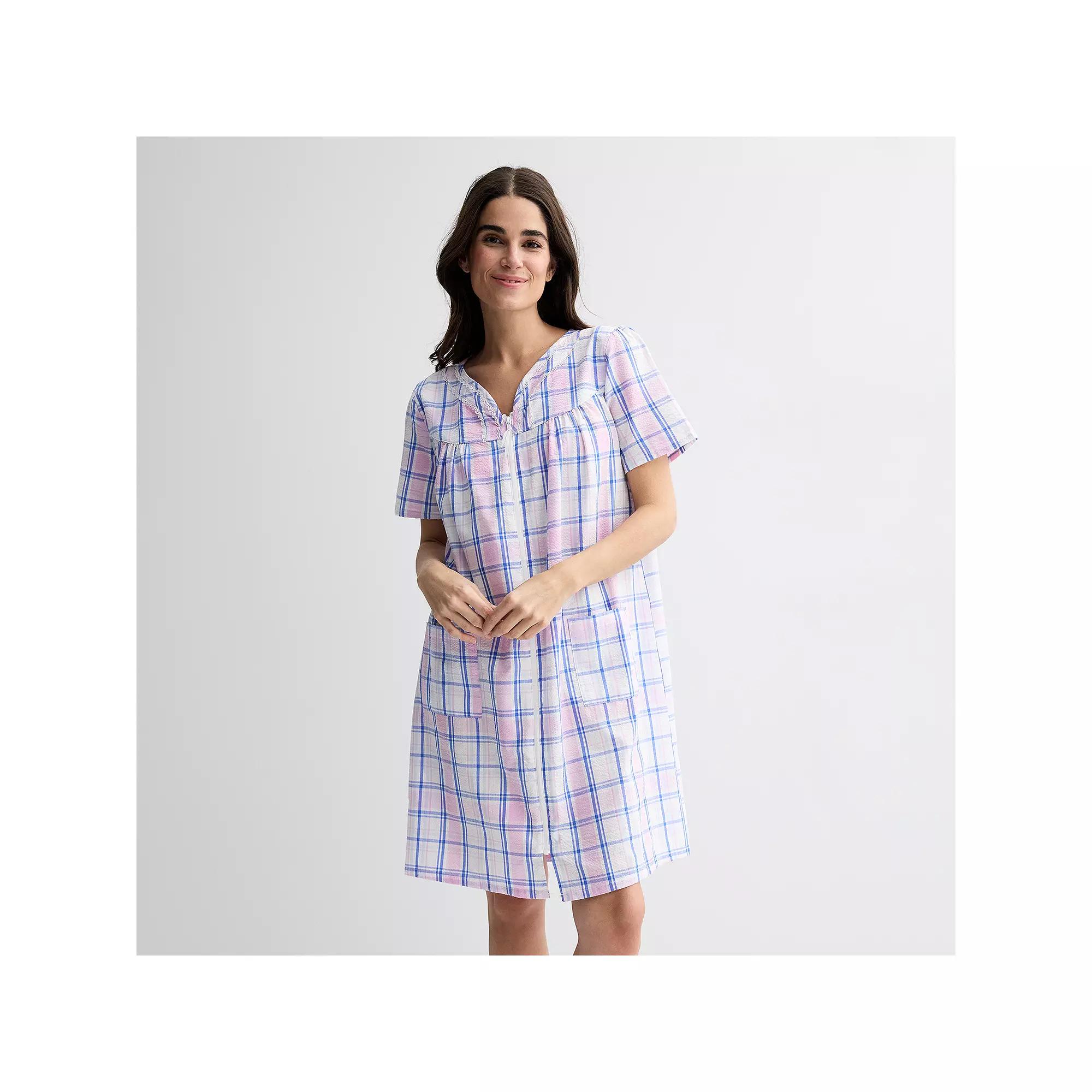 Women's Croft & Barrow® Woven Zip Short Robe,  Product Image