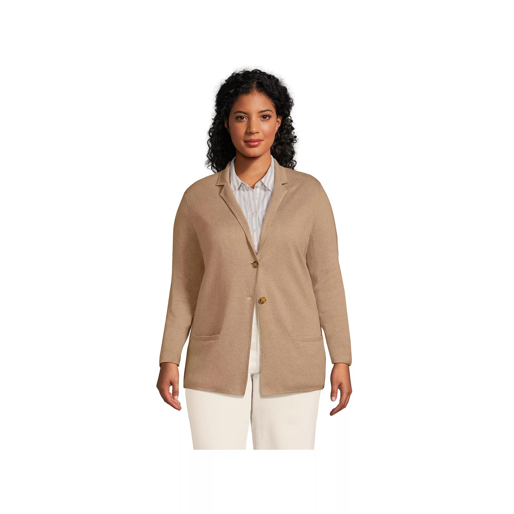 Plus Size Lands' End Sweater Blazer, Women's, Size: 3XL, Deep  Blue Product Image