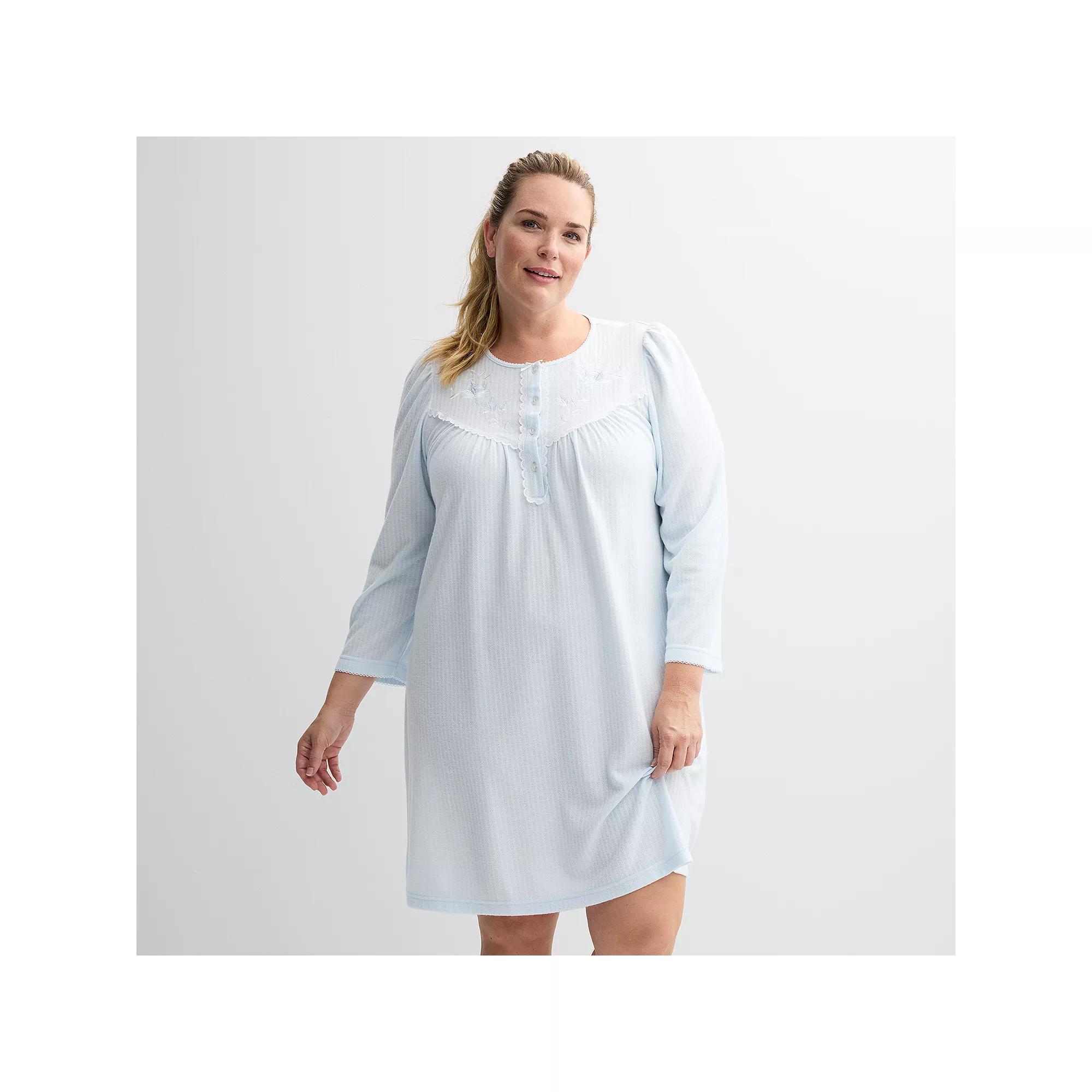 Plus Size Miss Elaine Essentials Honeycomb Short Gown, Women's, Size: 1XL, Light Blue Product Image