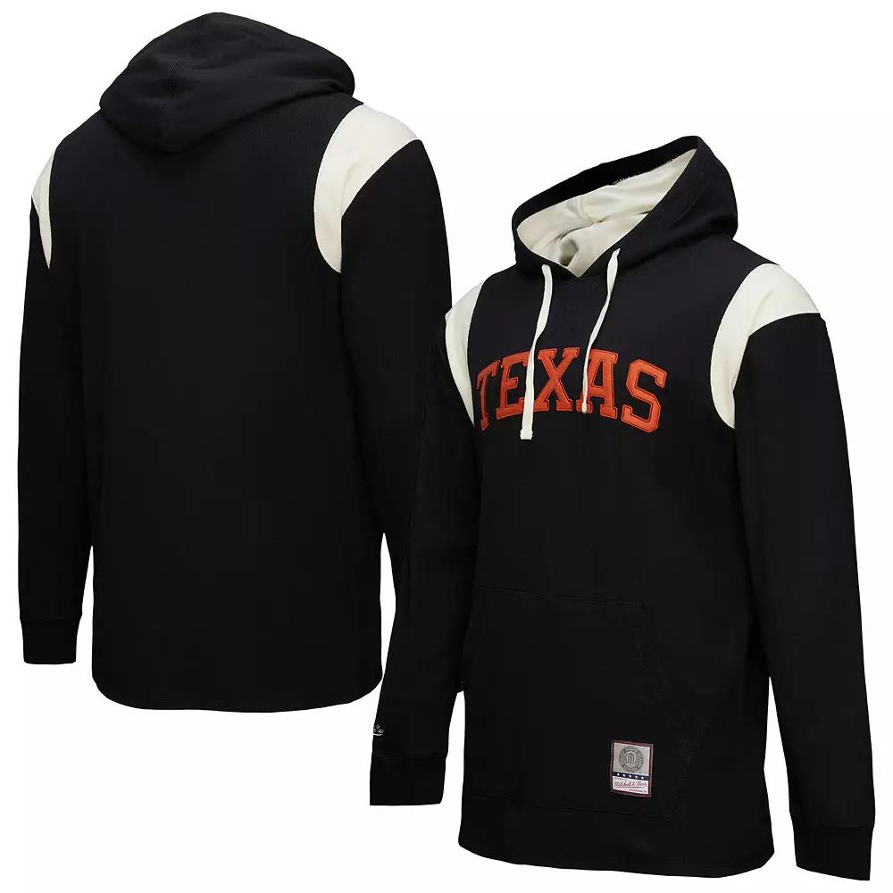 Men's Mitchell & Ness Black Texas Longhorns Thermal Lightweight Pullover Hoodie, Size: Large Product Image