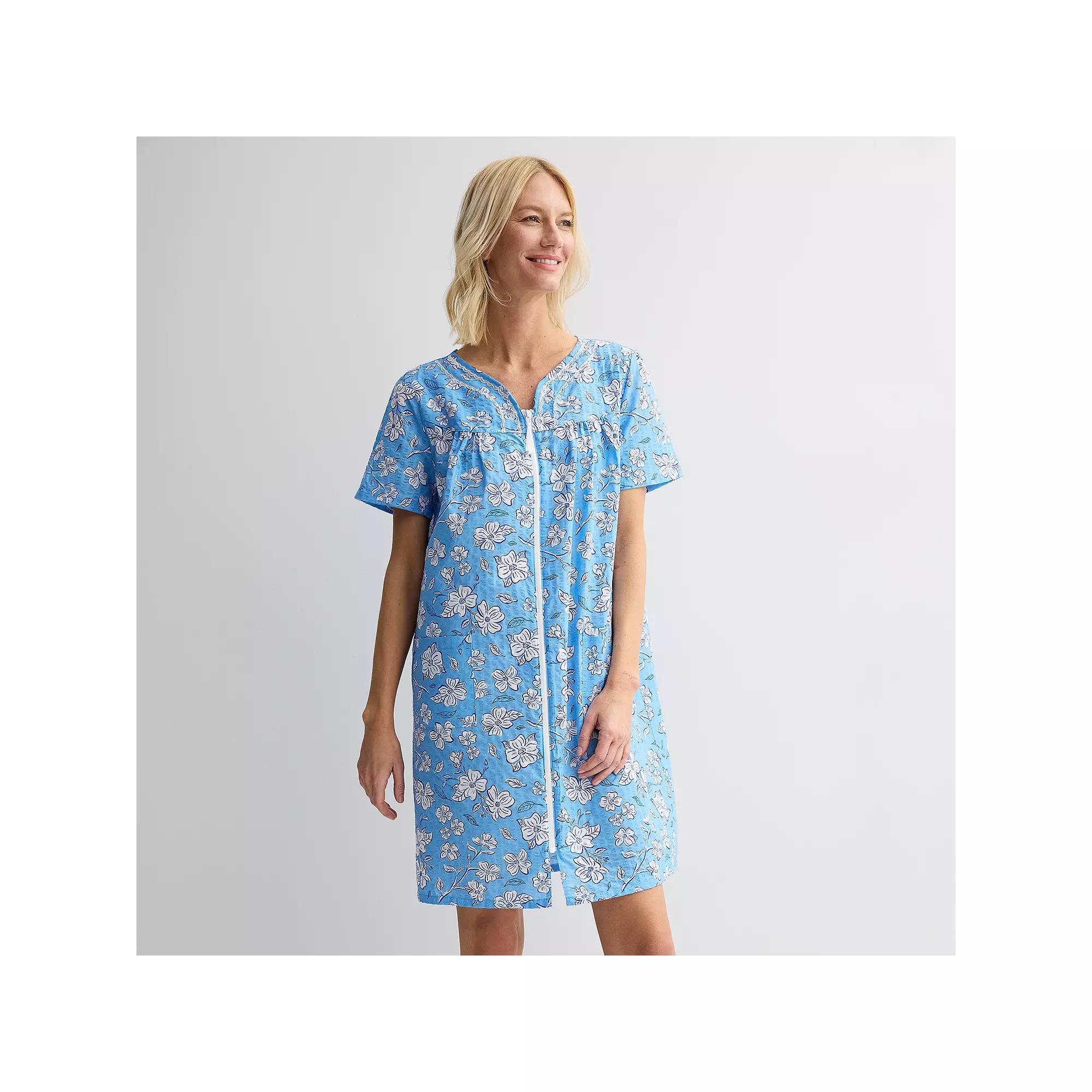 Women's Croft & Barrow® Woven Zip Short Robe,  Product Image